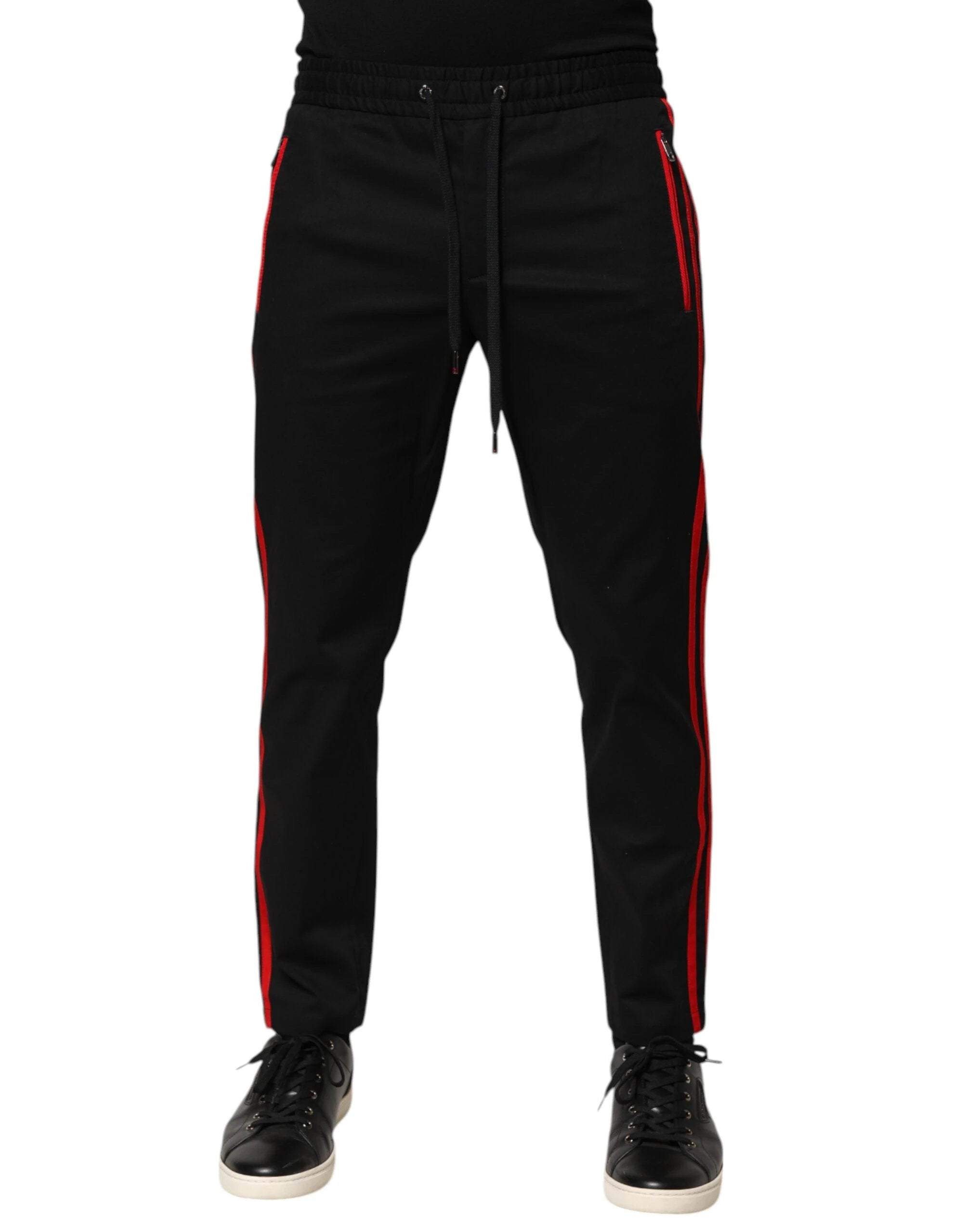 Dolce & Gabbana Red Stripe Cotton Logo Jogger Sweatpants Pants by Dolce & Gabbana