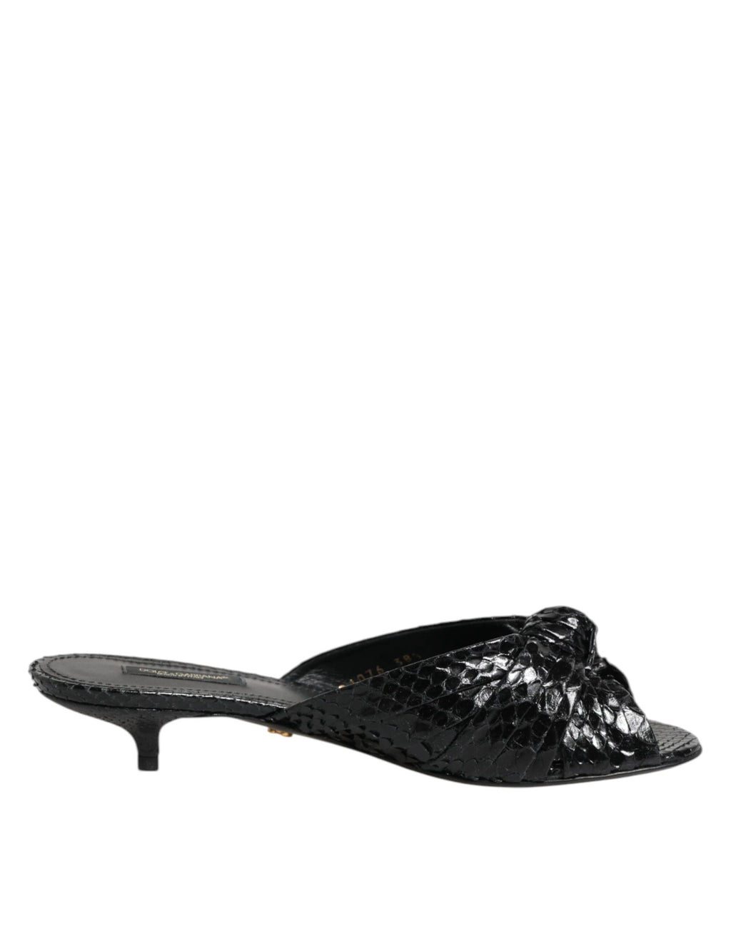 Dolce & Gabbana Black Leather Heels Slides Sandals Shoes by Dolce & Gabbana