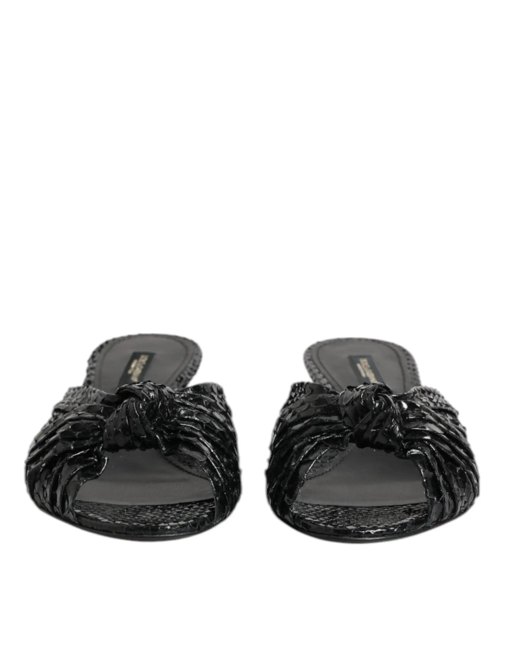 Sandales à talons en cuir noir Dolce &amp; Gabbana