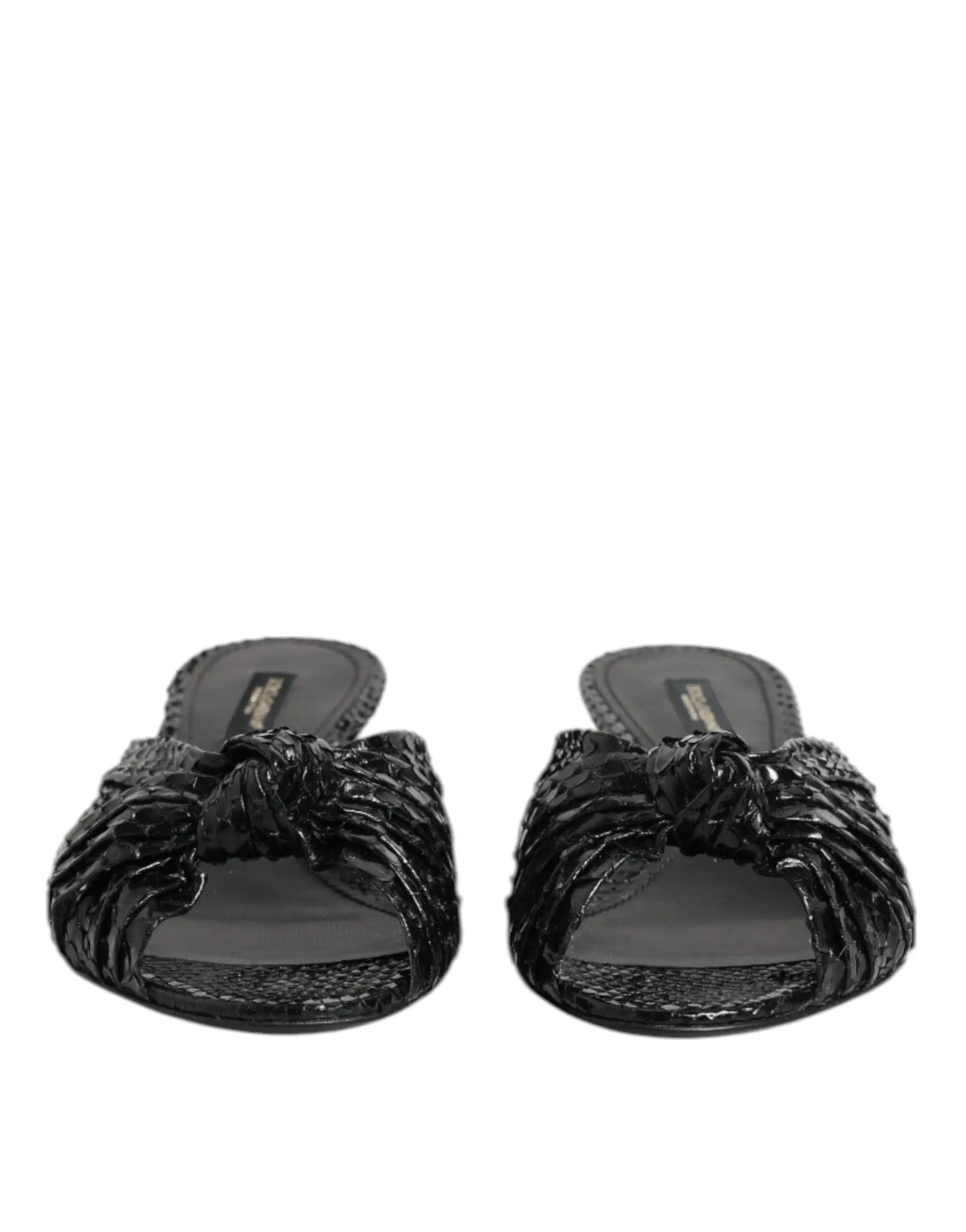 Sandales à talons en cuir noir Dolce &amp; Gabbana
