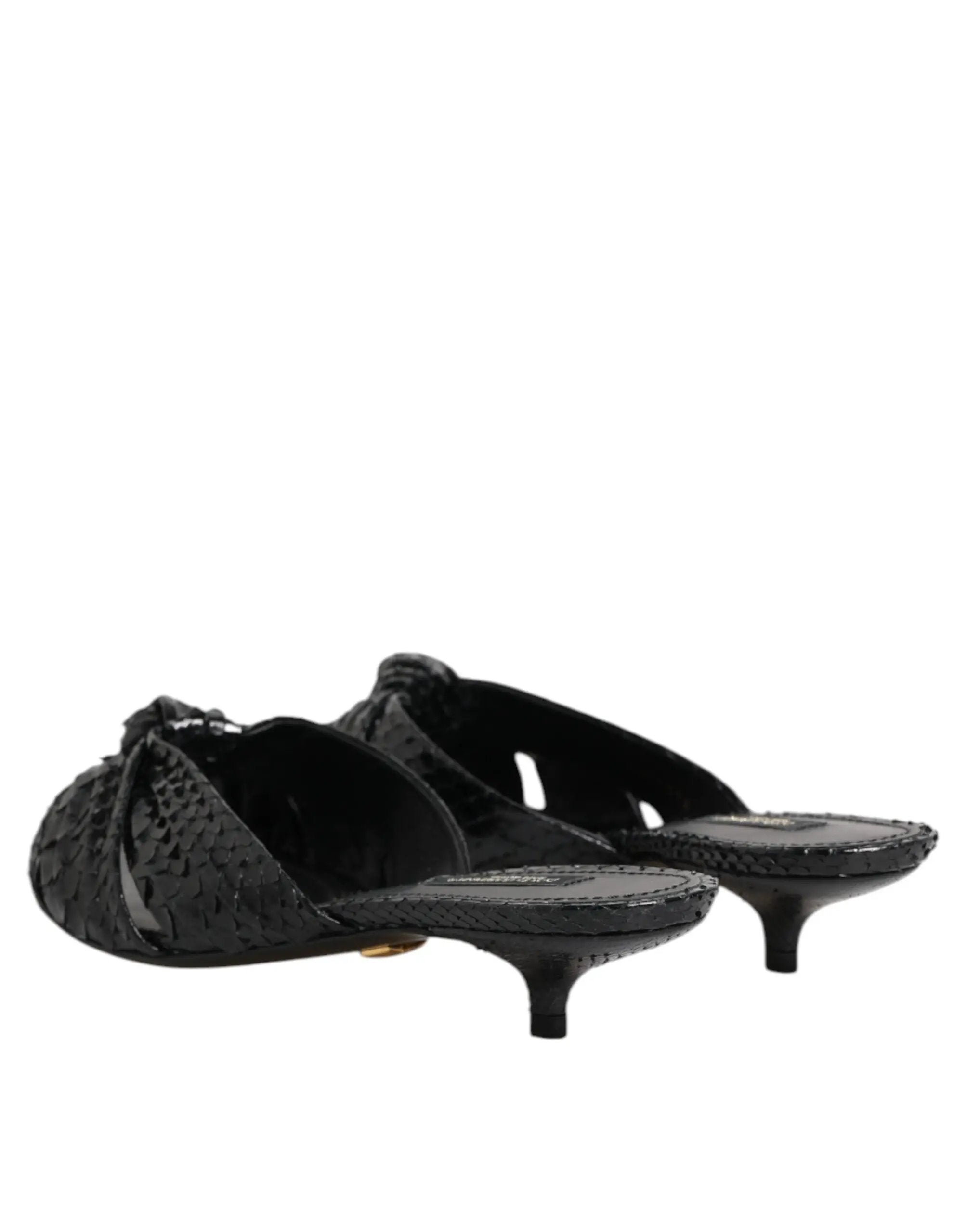 Sandales à talons en cuir noir Dolce &amp; Gabbana