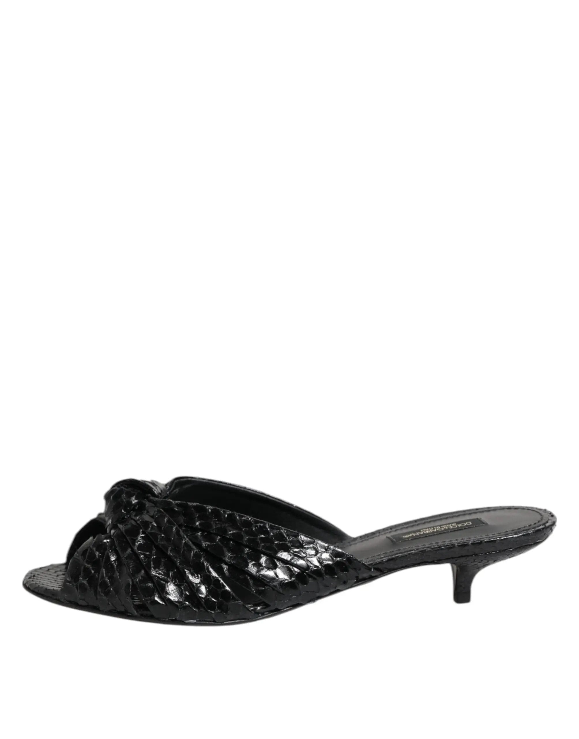 Sandales à talons en cuir noir Dolce &amp; Gabbana