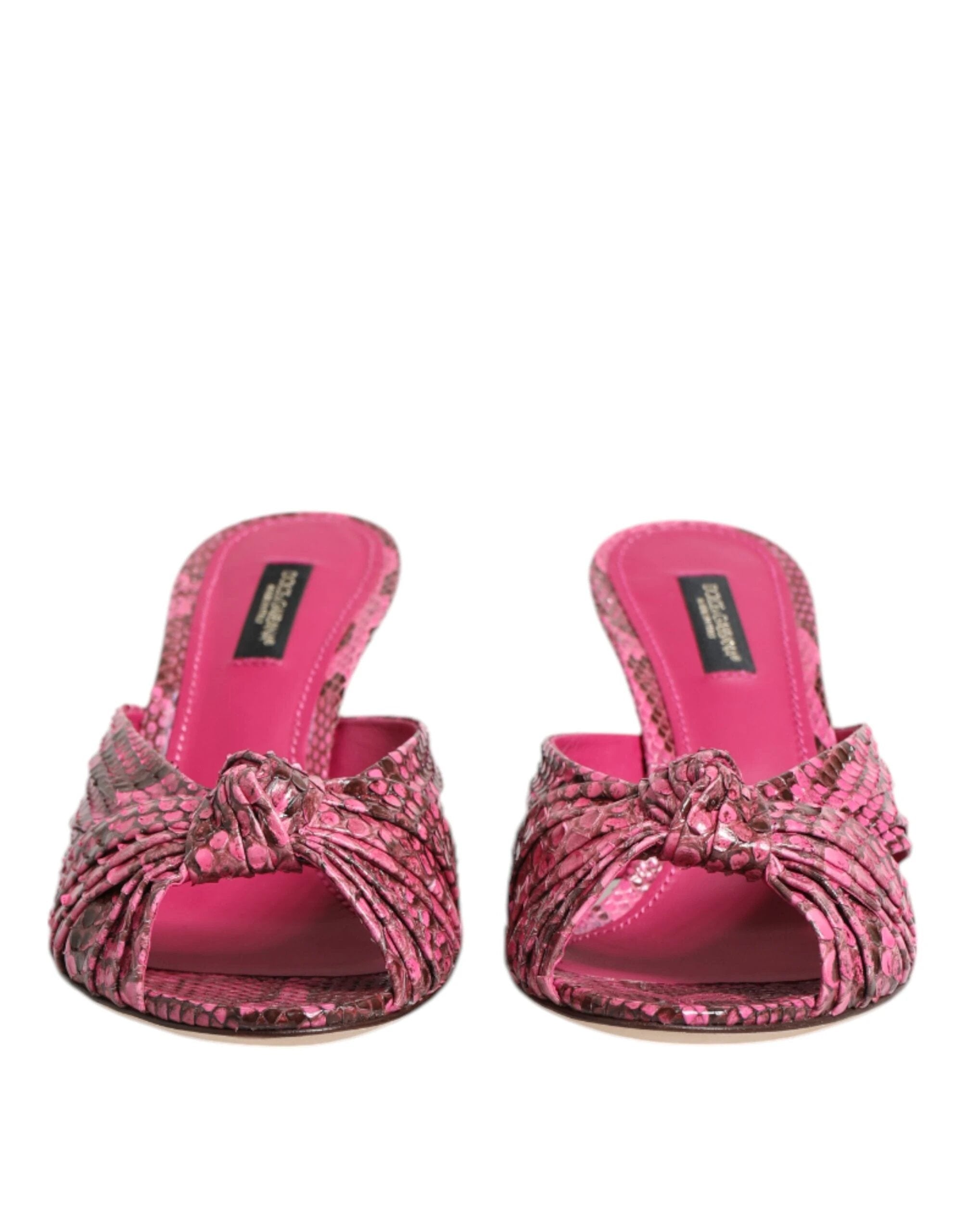 Dolce & Gabbana Pink Leather Heels Slides Sandals Shoes by Dolce & Gabbana