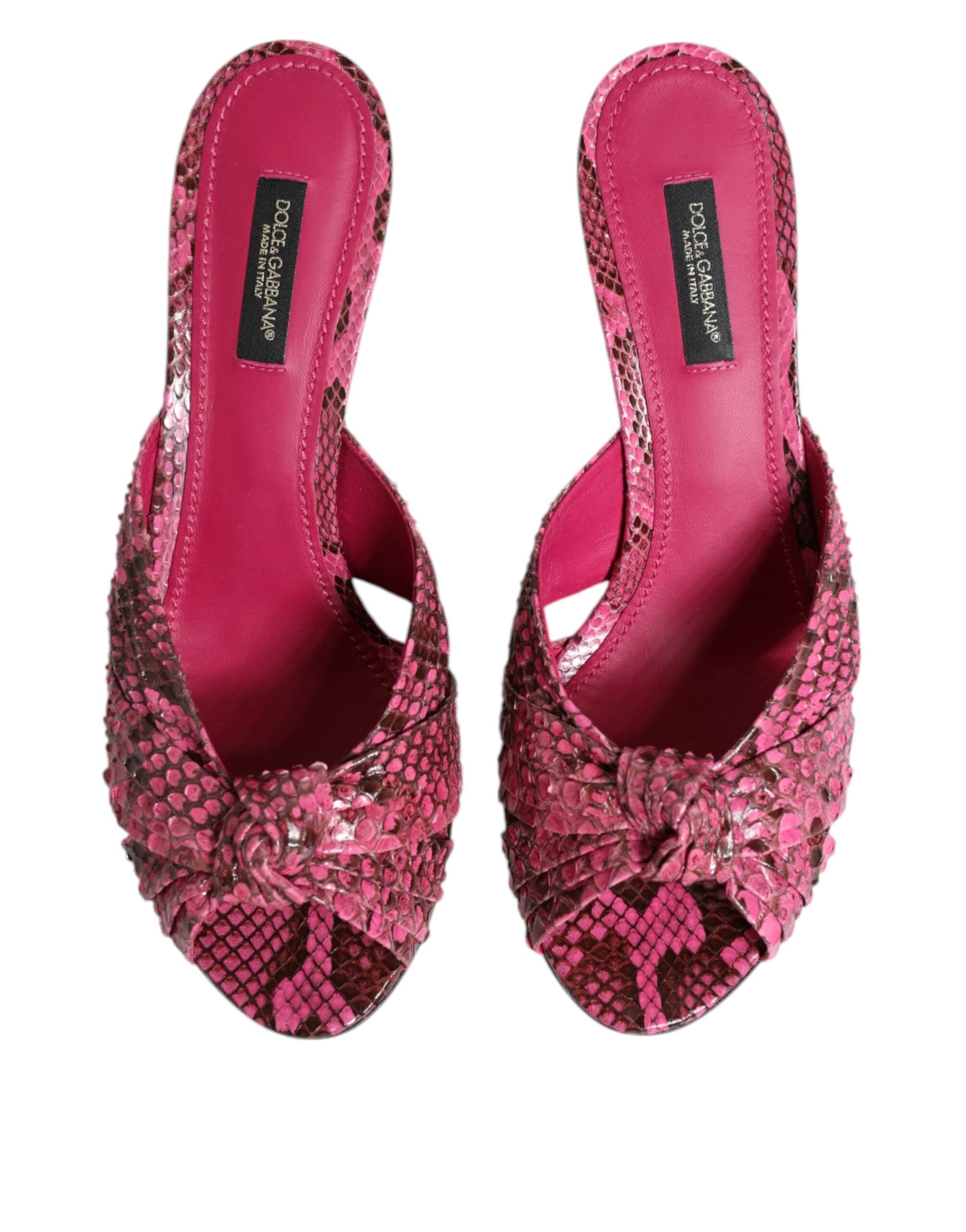 Dolce & Gabbana Pink Leather Heels Slides Sandals Shoes by Dolce & Gabbana