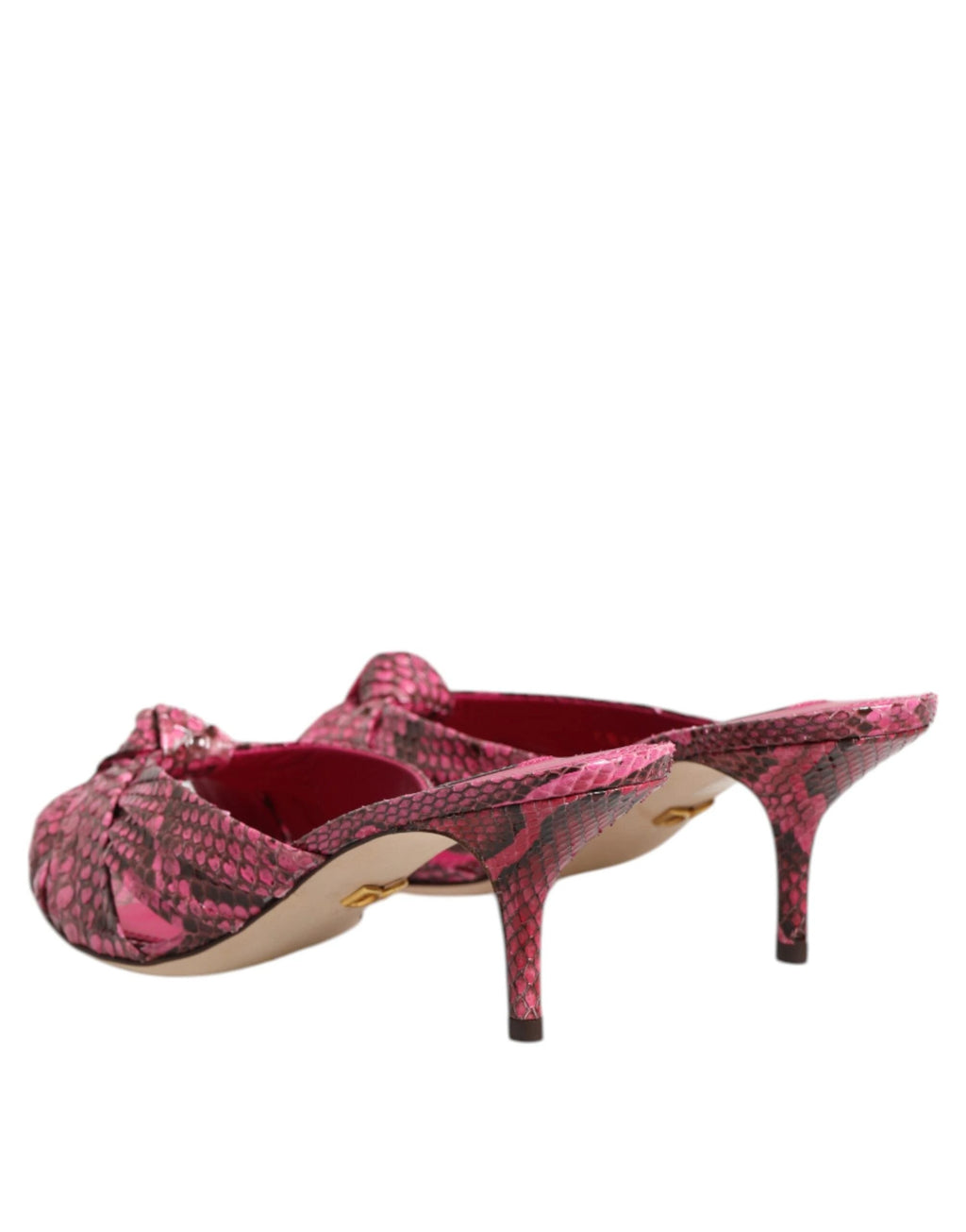 Dolce & Gabbana Pink Leather Heels Slides Sandals Shoes by Dolce & Gabbana
