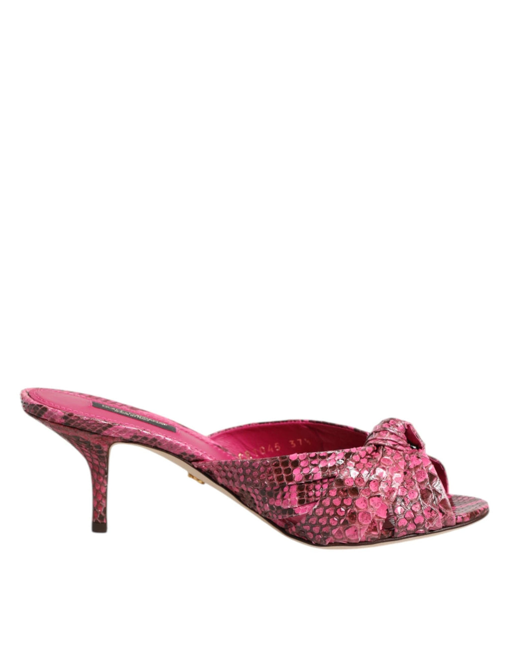 Dolce & Gabbana Pink Leather Heels Slides Sandals Shoes by Dolce & Gabbana