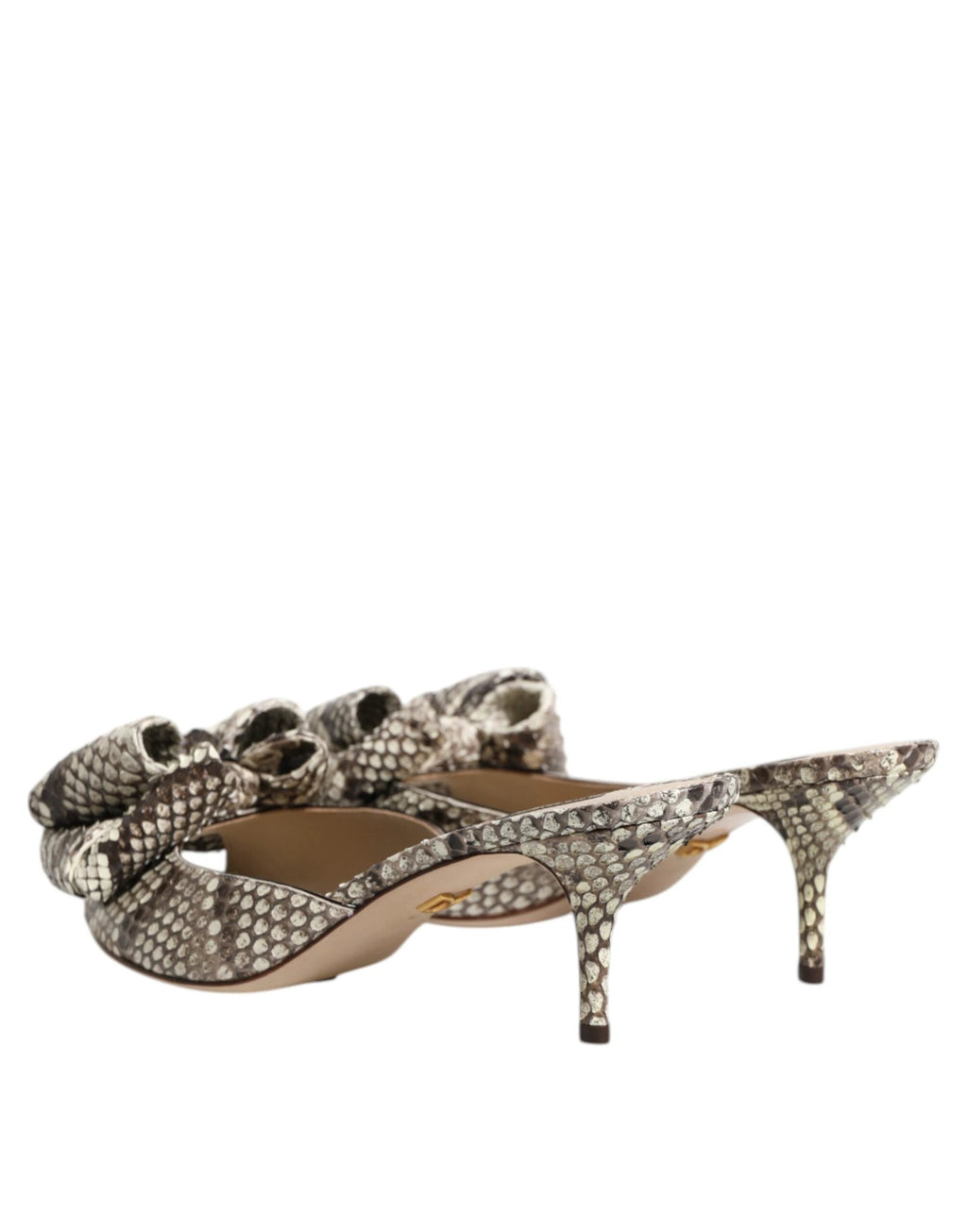 Dolce & Gabbana Multicolor Keira Bow Leather Peep Toe Mules Shoes by Dolce & Gabbana