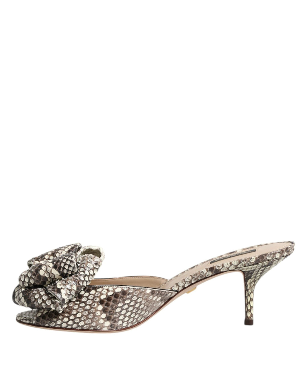 Dolce & Gabbana Multicolor Keira Bow Leather Peep Toe Mules Shoes by Dolce & Gabbana