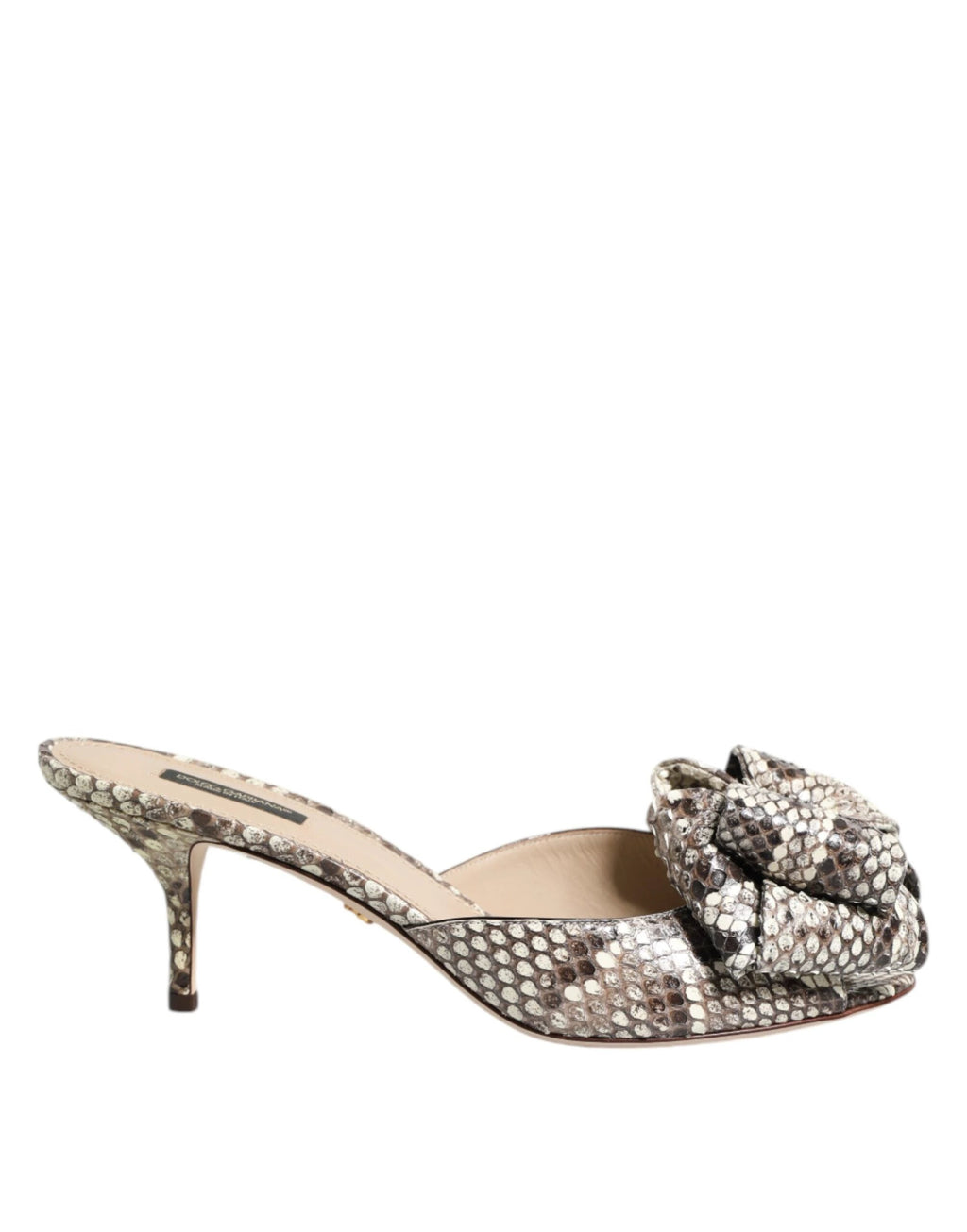 Dolce & Gabbana Multicolor Keira Bow Leather Peep Toe Mules Shoes by Dolce & Gabbana