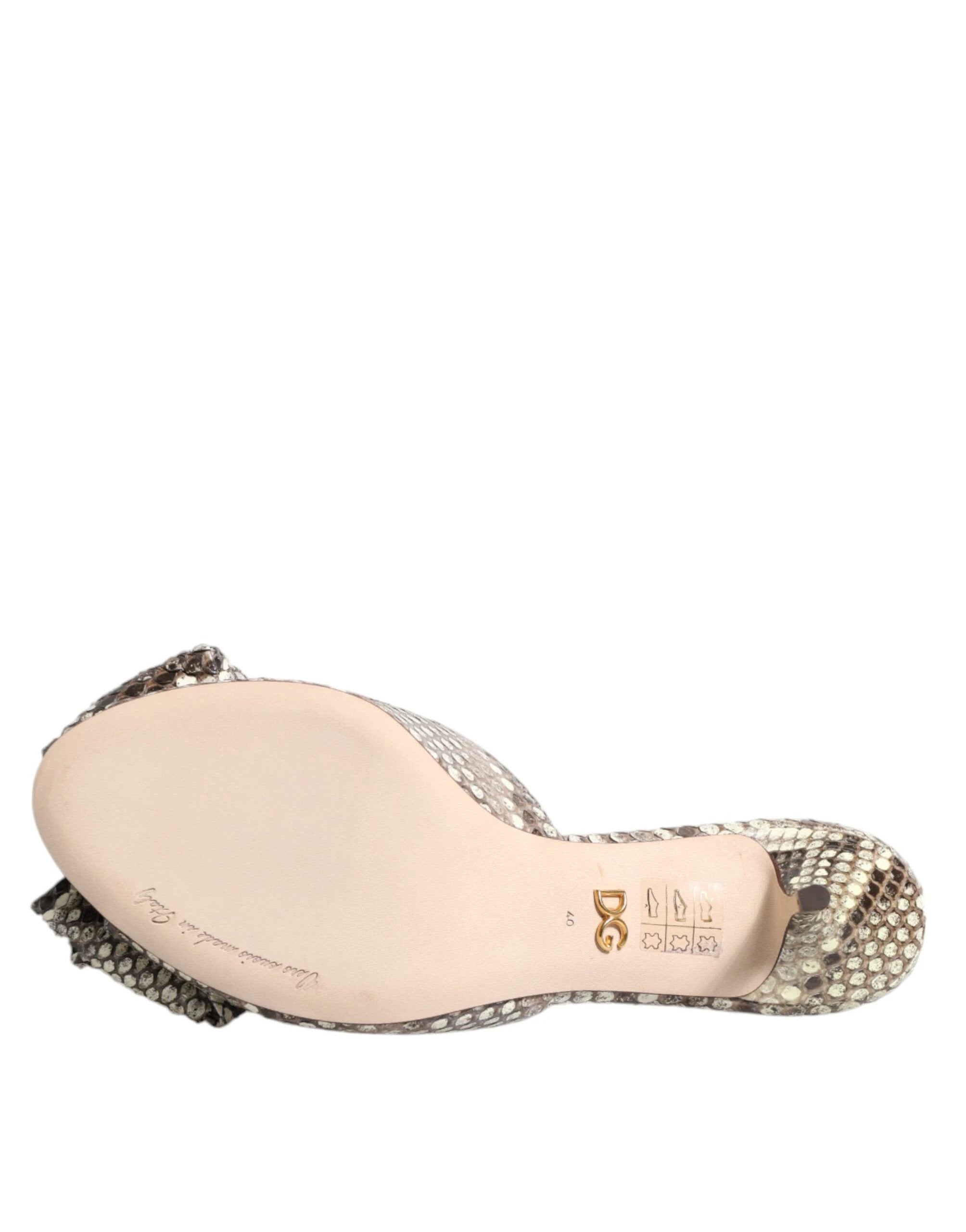 Dolce & Gabbana Multicolor Keira Bow Leather Peep Toe Mules Shoes by Dolce & Gabbana