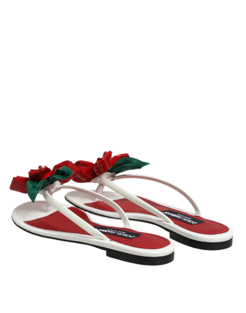 Dolce & Gabbana Red White KEIRA Flower Leather Sandals Shoes by Dolce & Gabbana