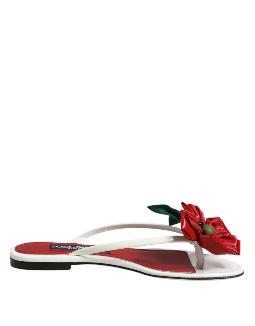 Dolce & Gabbana Red White KEIRA Flower Leather Sandals Shoes by Dolce & Gabbana
