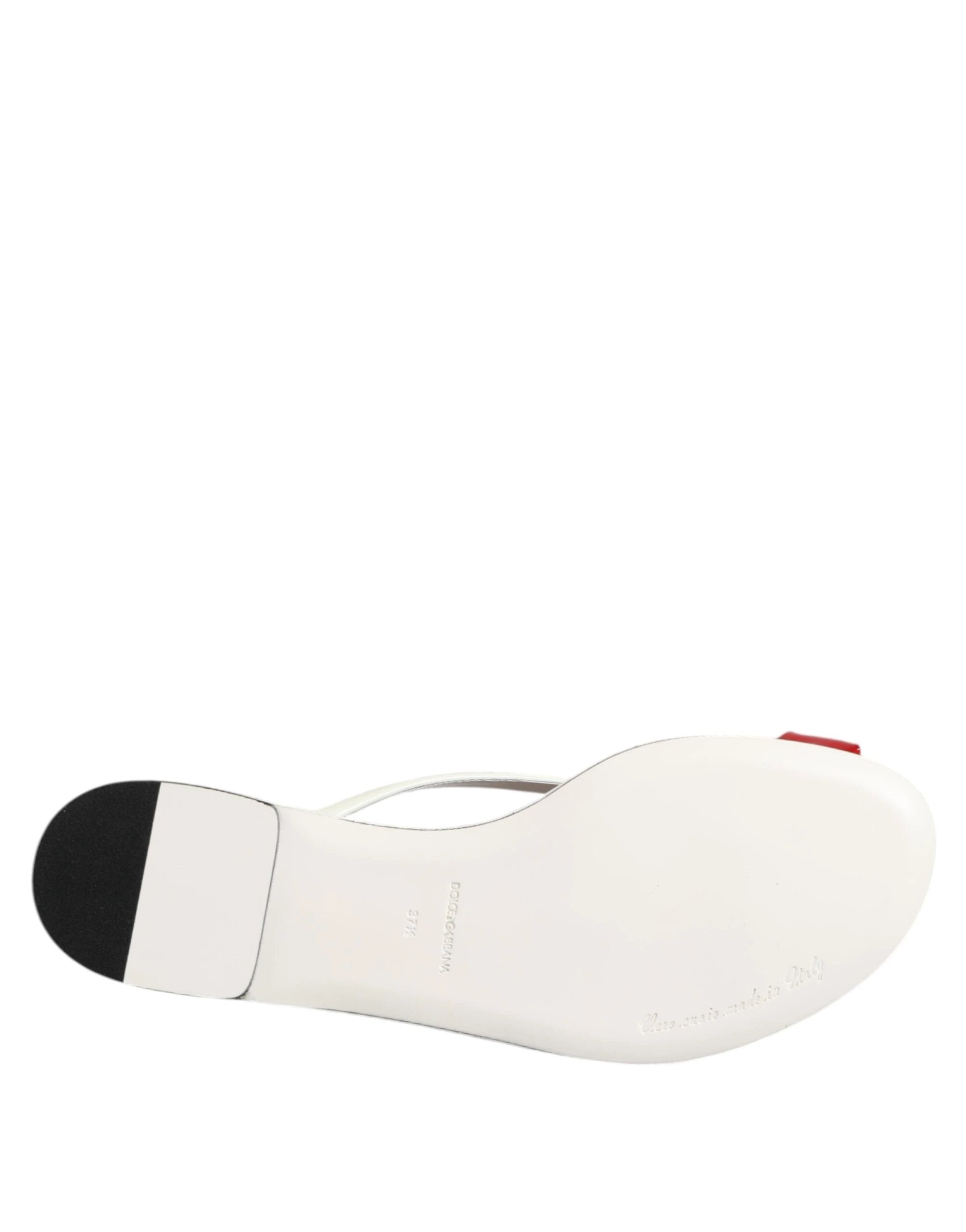 Dolce & Gabbana Red White KEIRA Flower Leather Sandals Shoes by Dolce & Gabbana