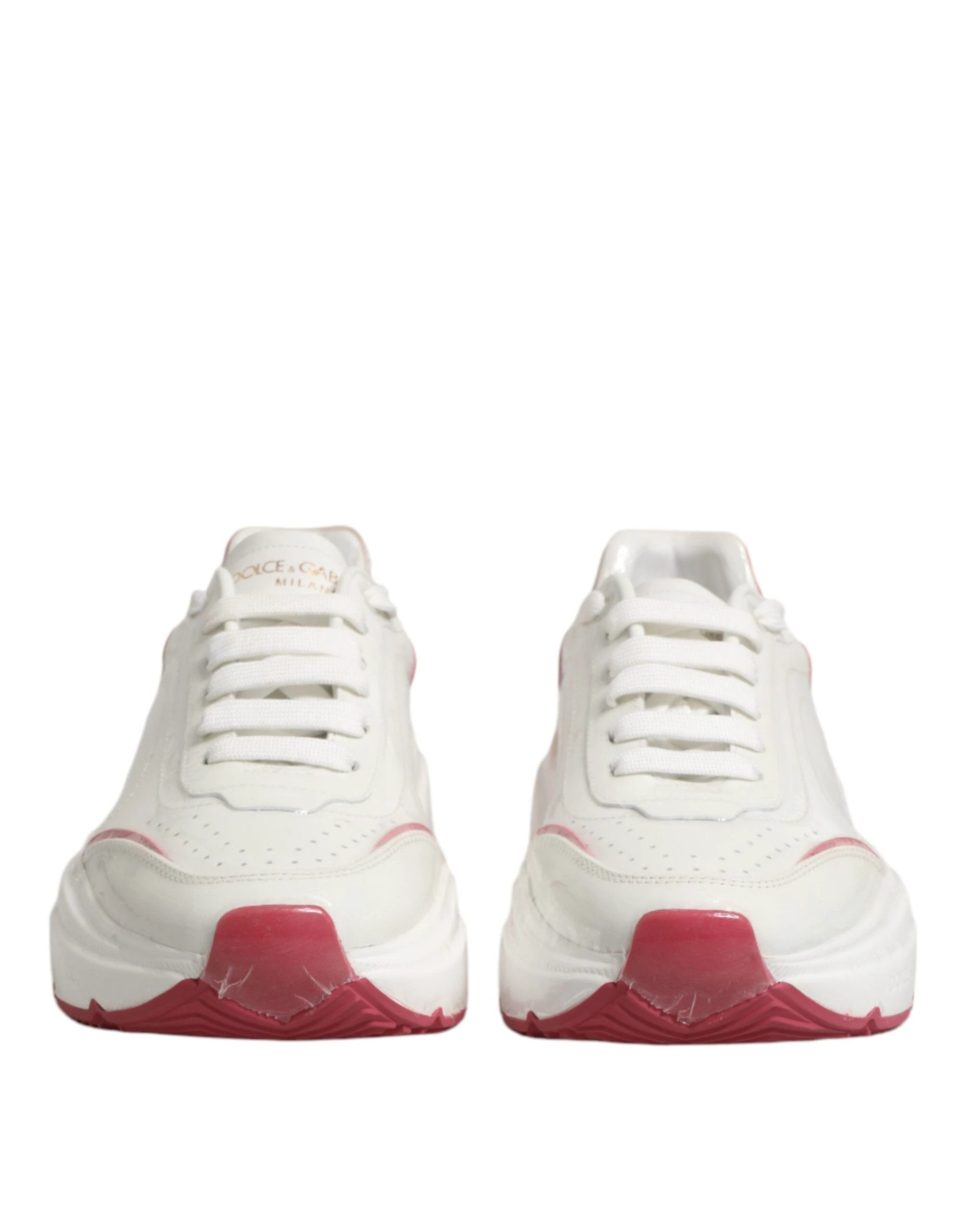 Dolce & Gabbana White Pink Daymaster Low Top Sneakers Shoes by Dolce & Gabbana
