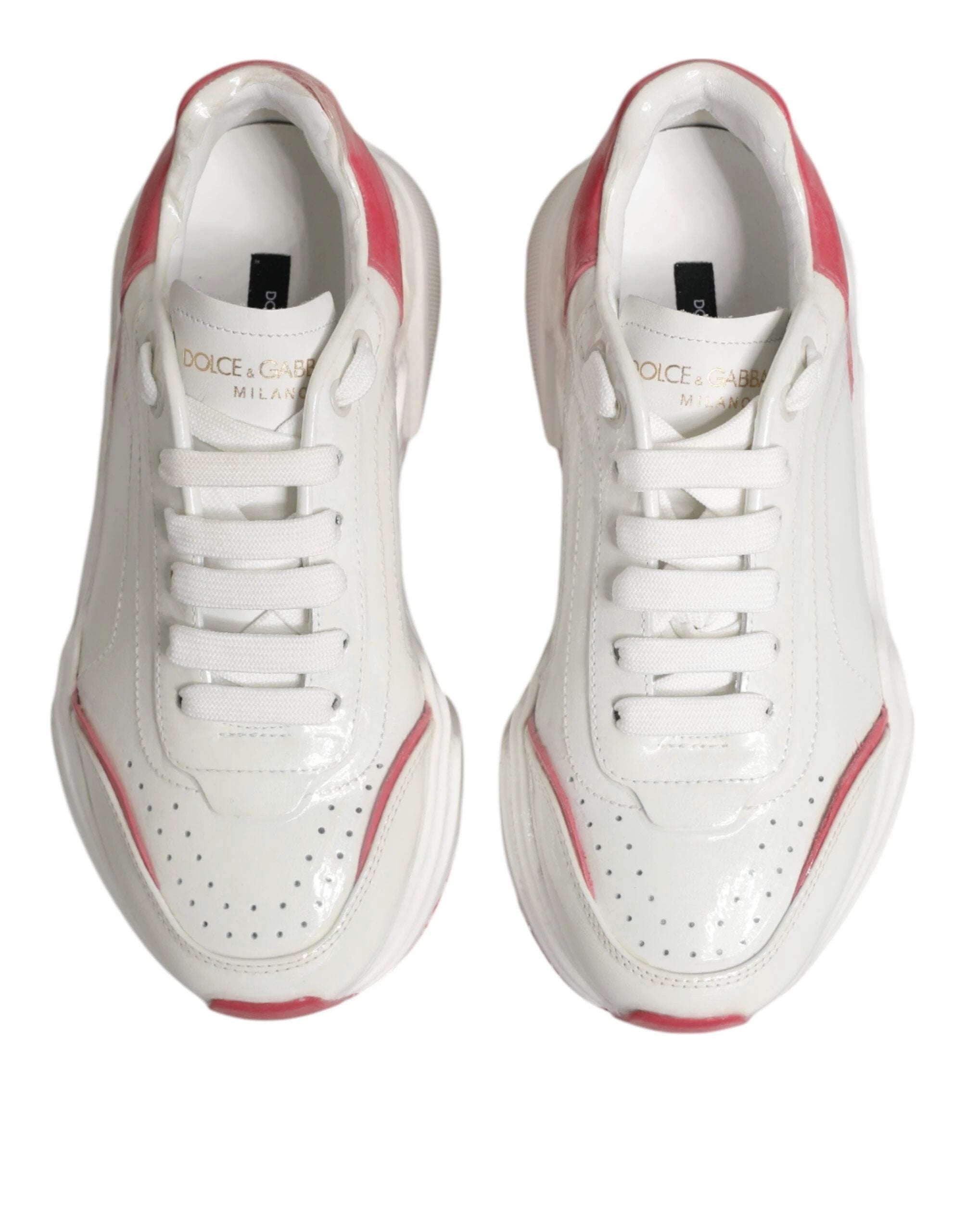 Dolce & Gabbana White Pink Daymaster Low Top Sneakers Shoes by Dolce & Gabbana