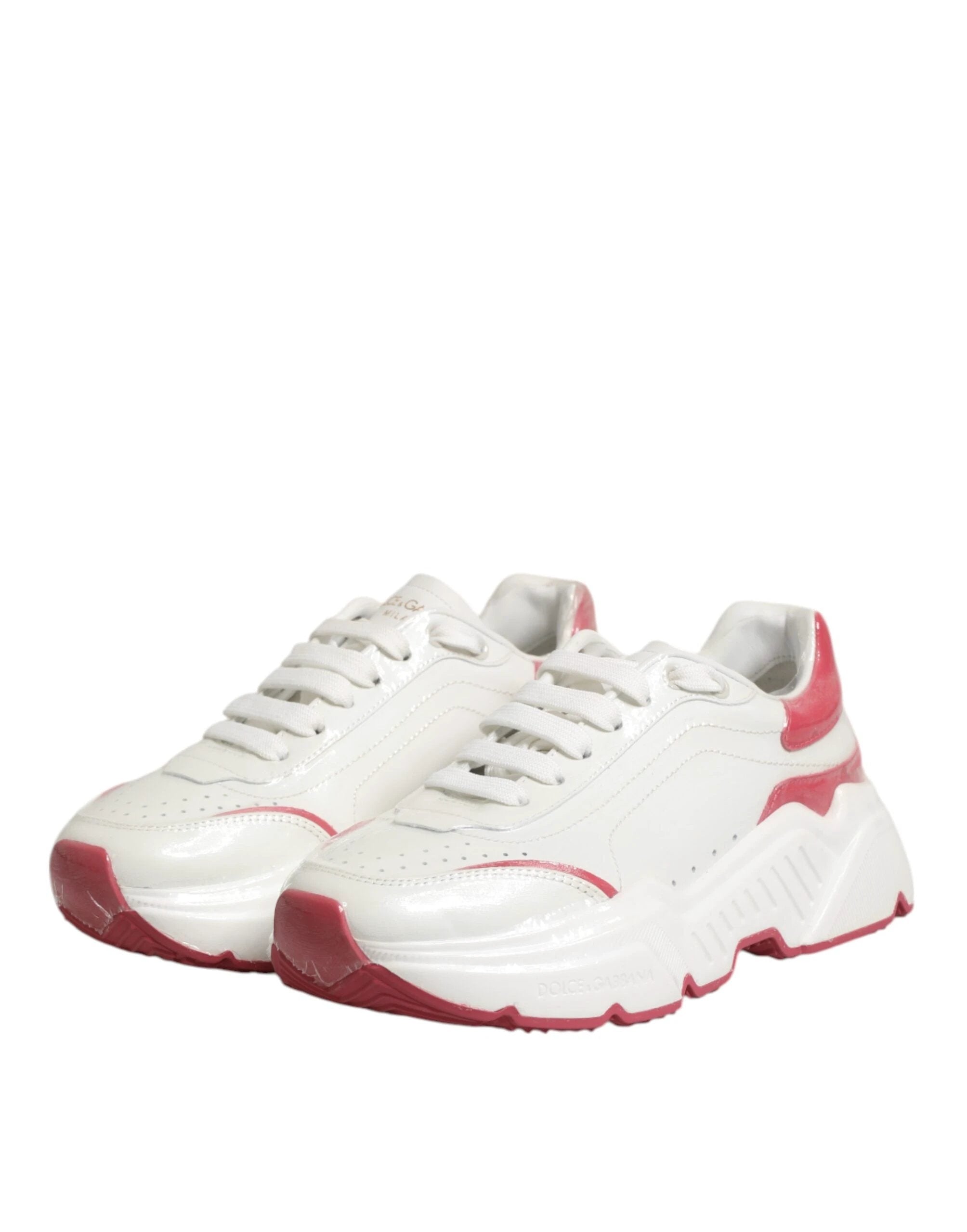 Dolce & Gabbana White Pink Daymaster Low Top Sneakers Shoes by Dolce & Gabbana