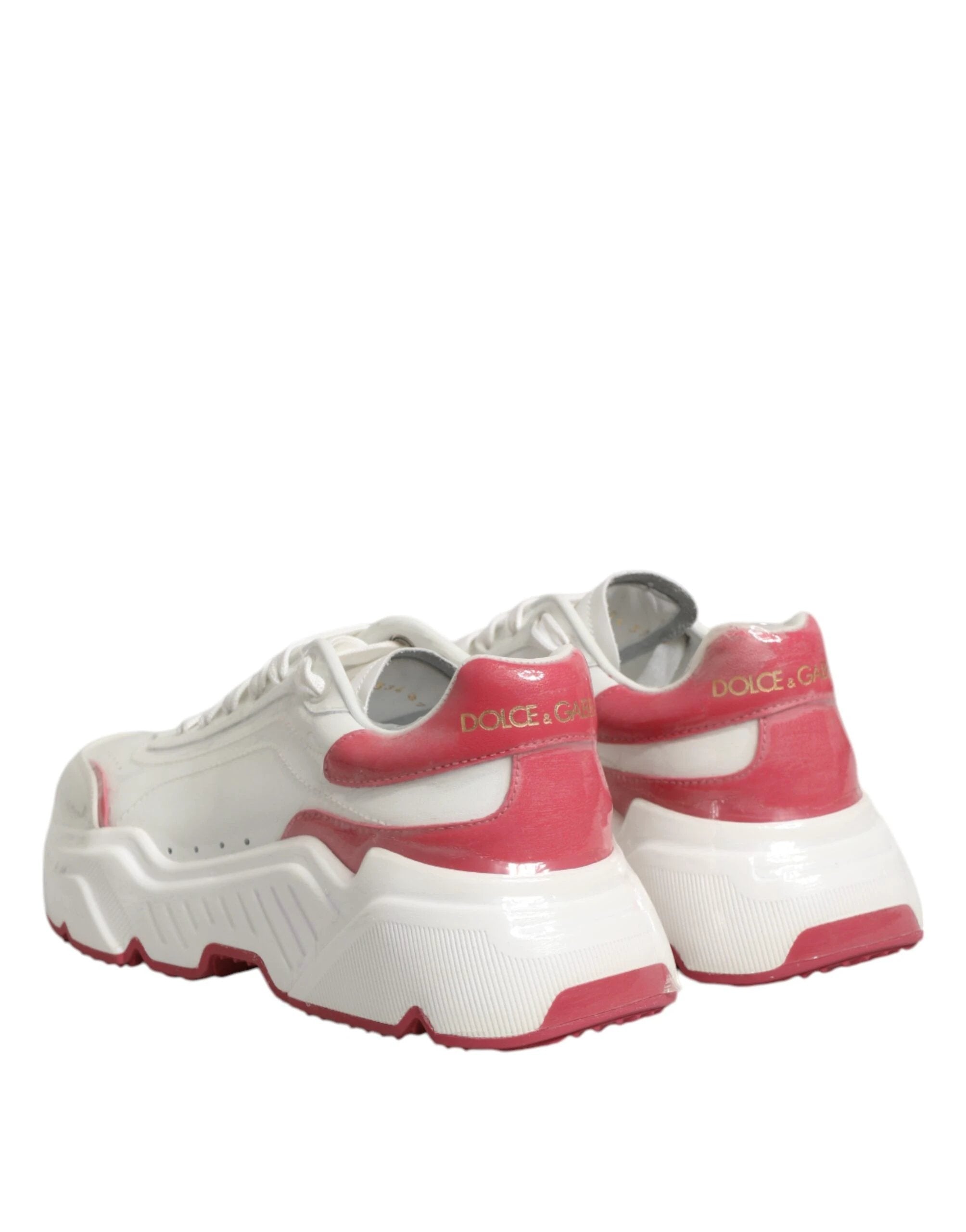 Dolce & Gabbana White Pink Daymaster Low Top Sneakers Shoes by Dolce & Gabbana