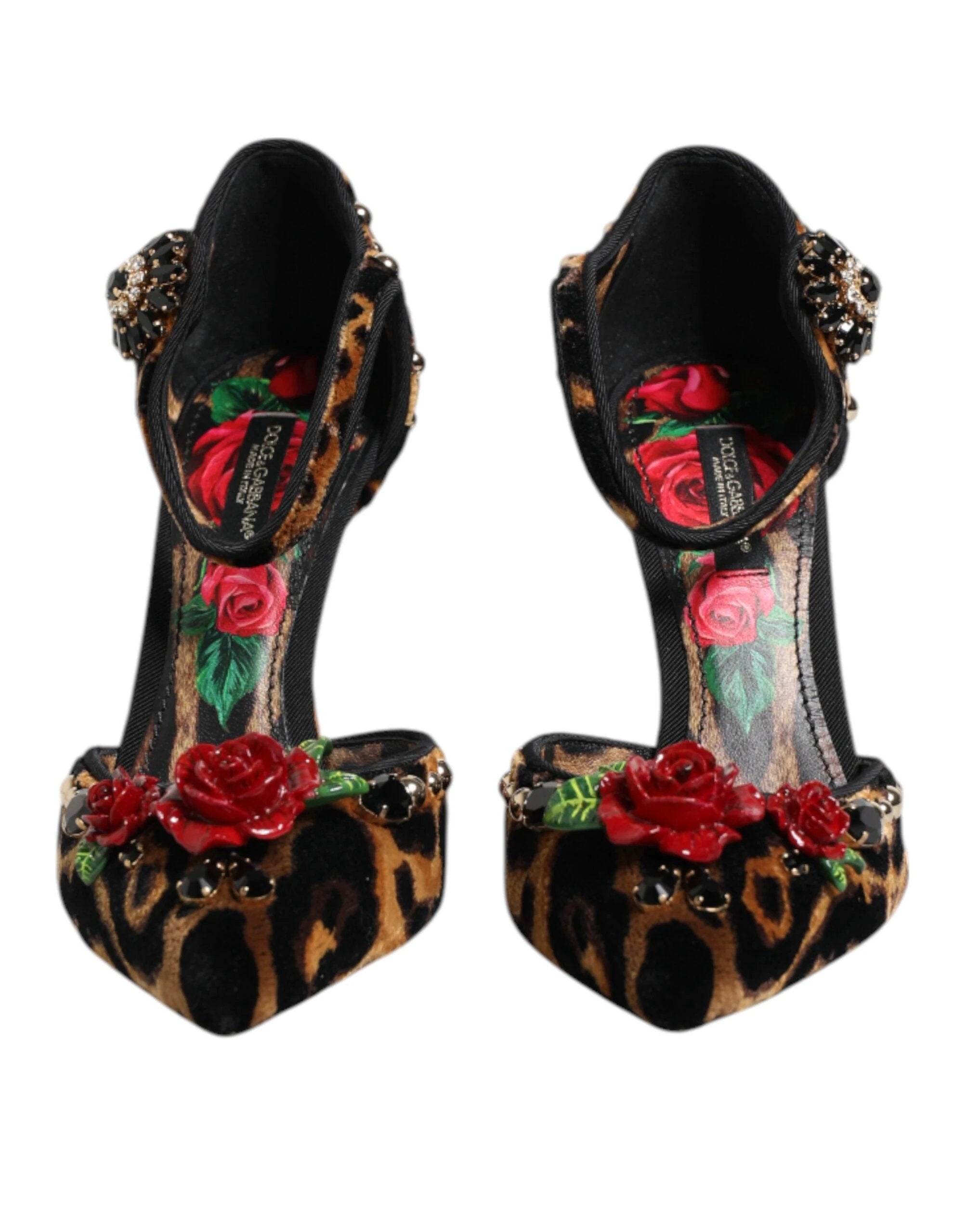 Dolce & Gabbana Brown Leopard Crystal Roses Pumps Shoes by Dolce & Gabbana