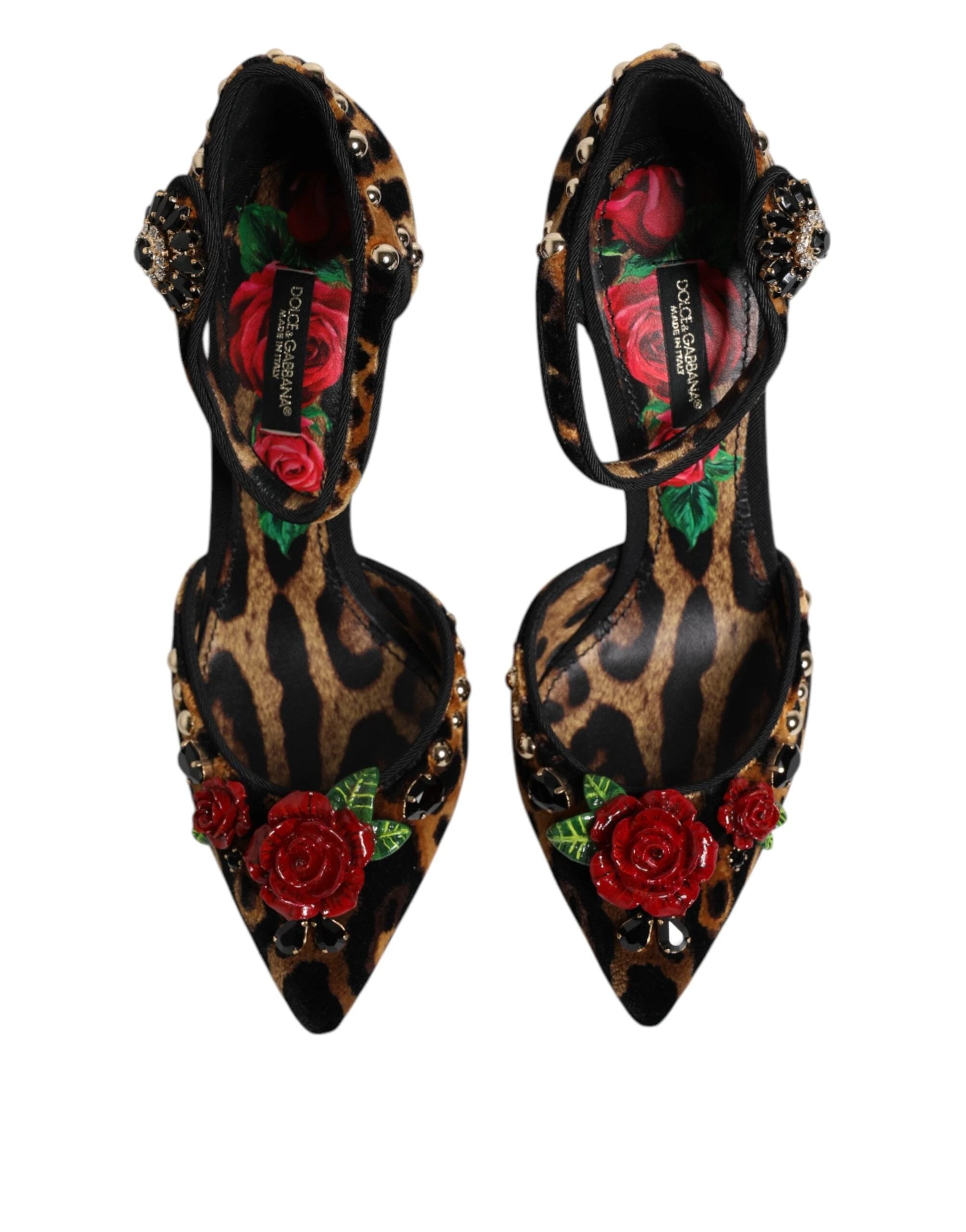 Dolce & Gabbana Brown Leopard Crystal Roses Pumps Shoes by Dolce & Gabbana