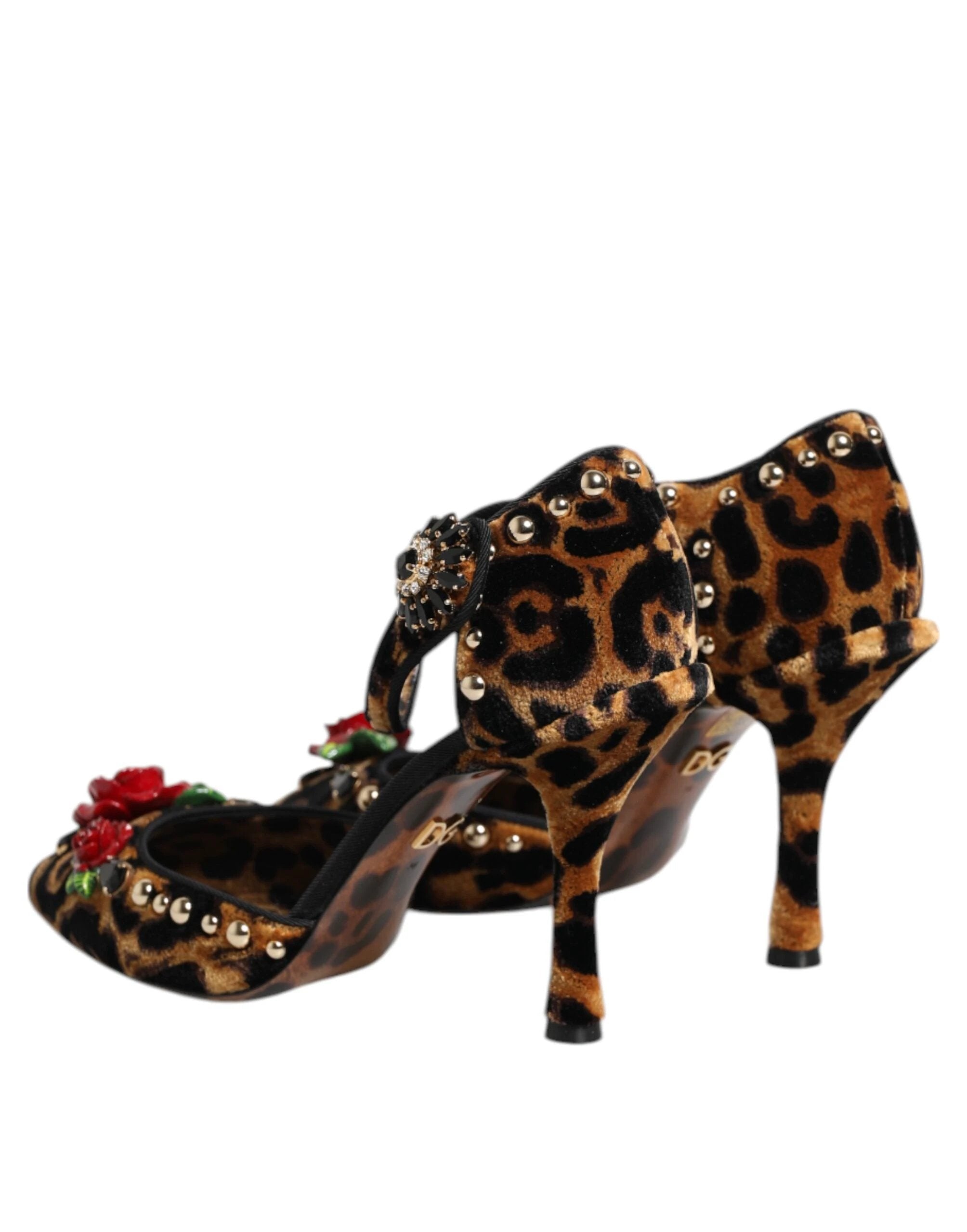 Dolce & Gabbana Brown Leopard Crystal Roses Pumps Shoes by Dolce & Gabbana