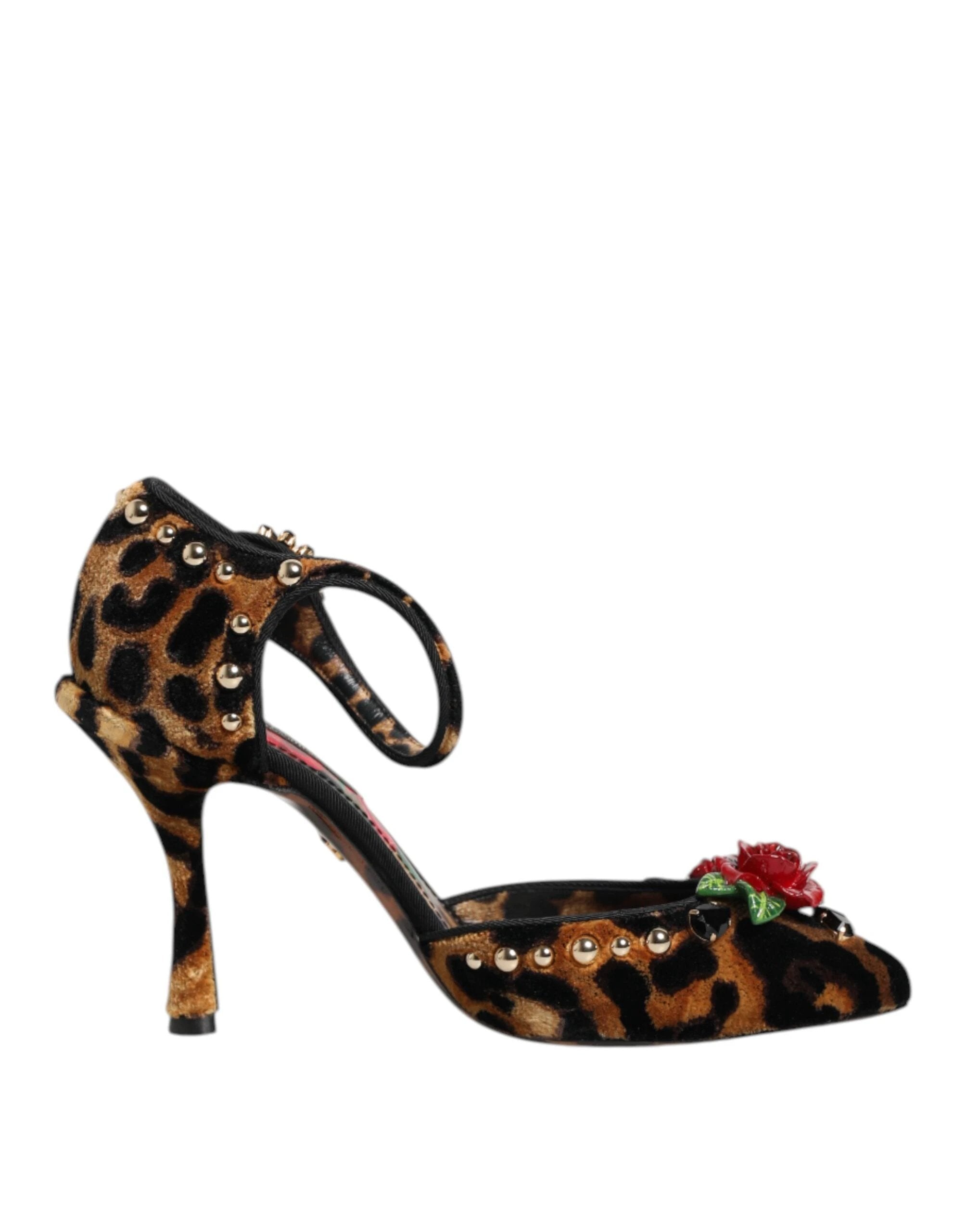 Dolce & Gabbana Brown Leopard Crystal Roses Pumps Shoes by Dolce & Gabbana