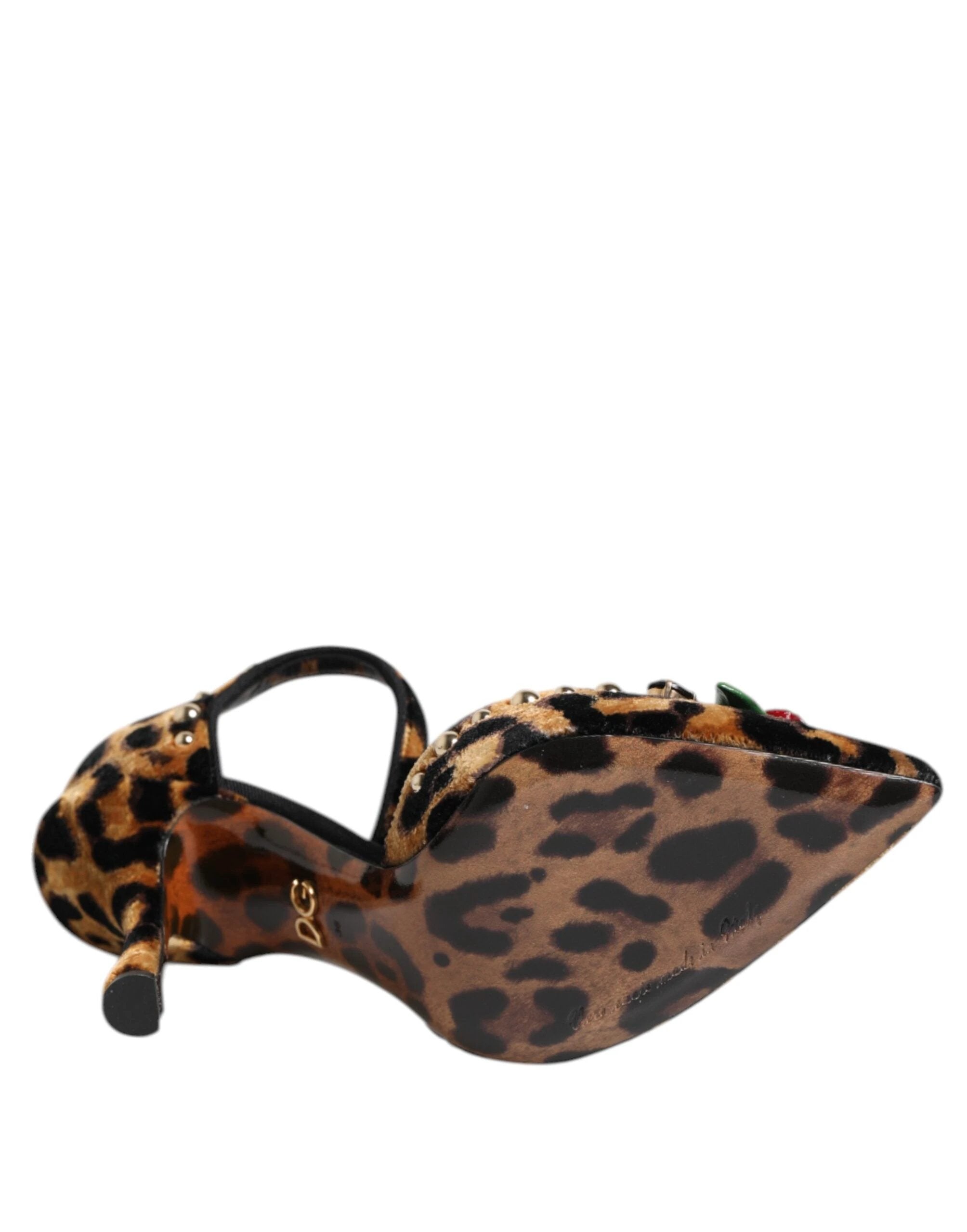 Dolce & Gabbana Brown Leopard Crystal Roses Pumps Shoes by Dolce & Gabbana
