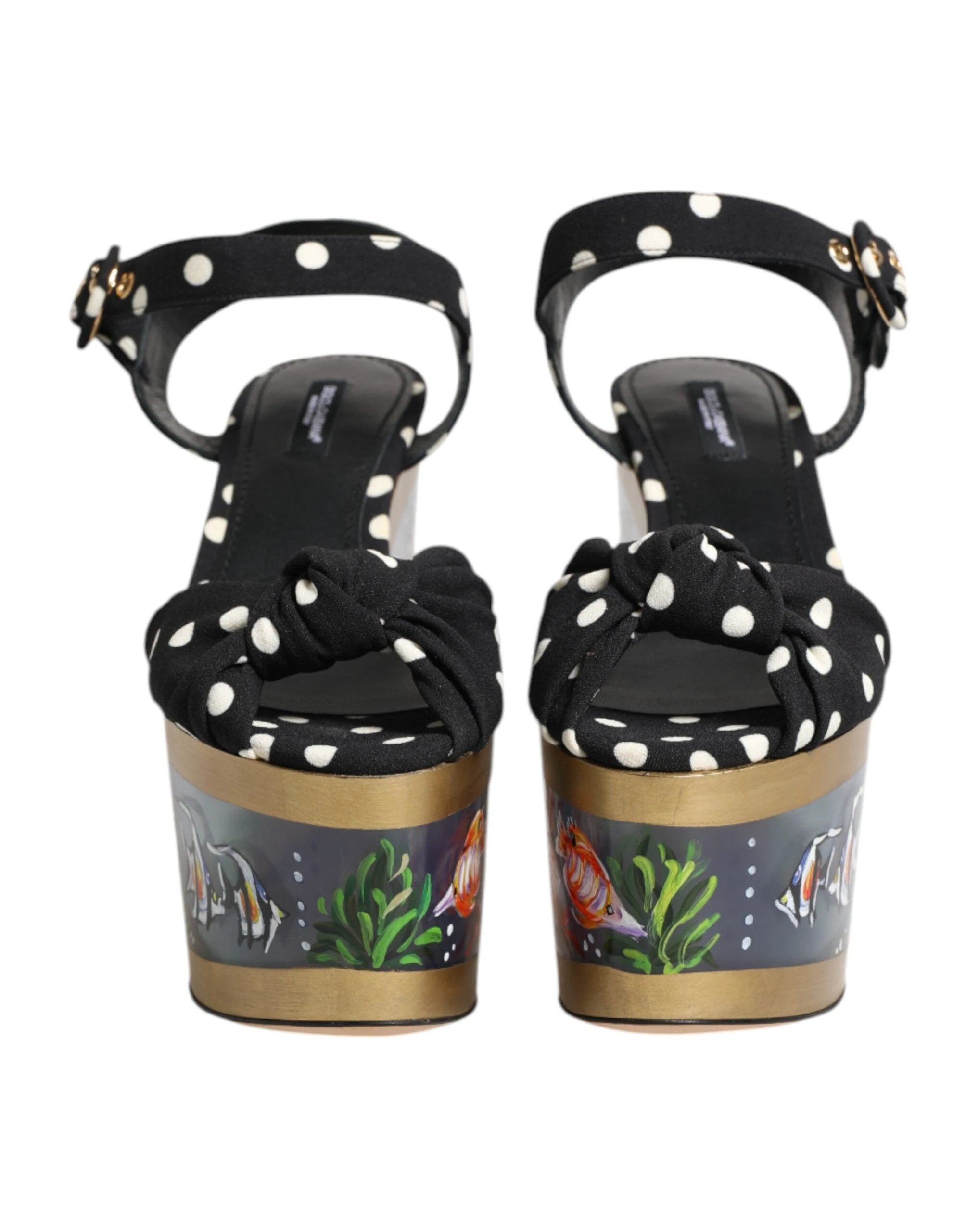 Dolce & Gabbana Multicolor Fish Polka Dot Wedge Sandals Shoes by Dolce & Gabbana