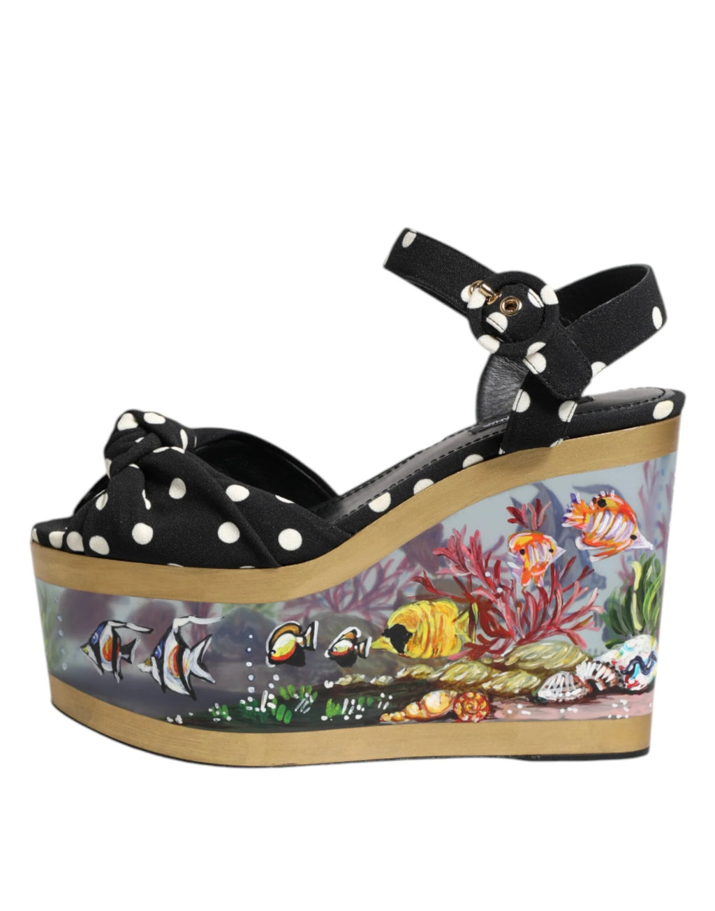 Dolce & Gabbana Multicolor Fish Polka Dot Wedge Sandals Shoes by Dolce & Gabbana