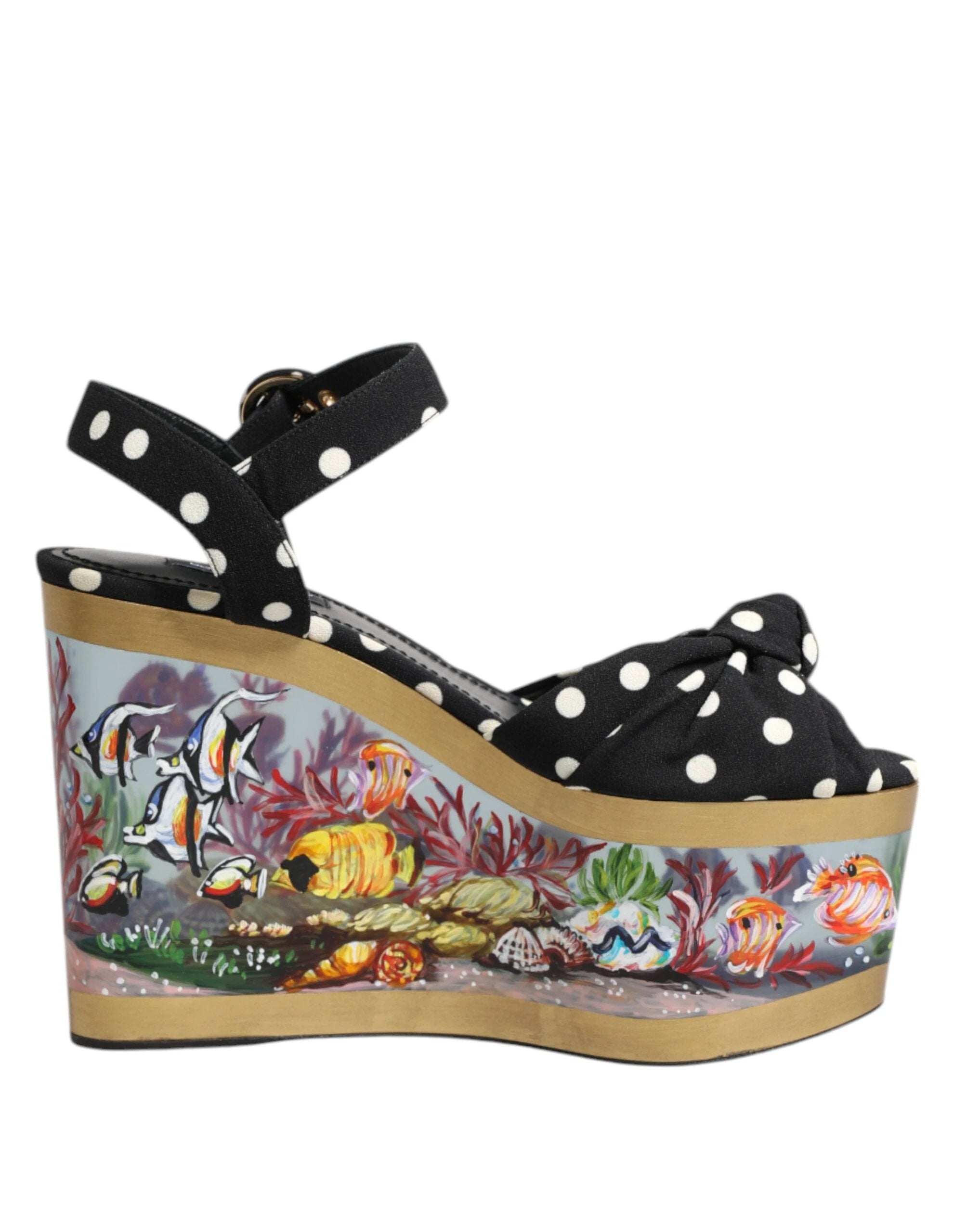 Dolce & Gabbana Multicolor Fish Polka Dot Wedge Sandals Shoes by Dolce & Gabbana