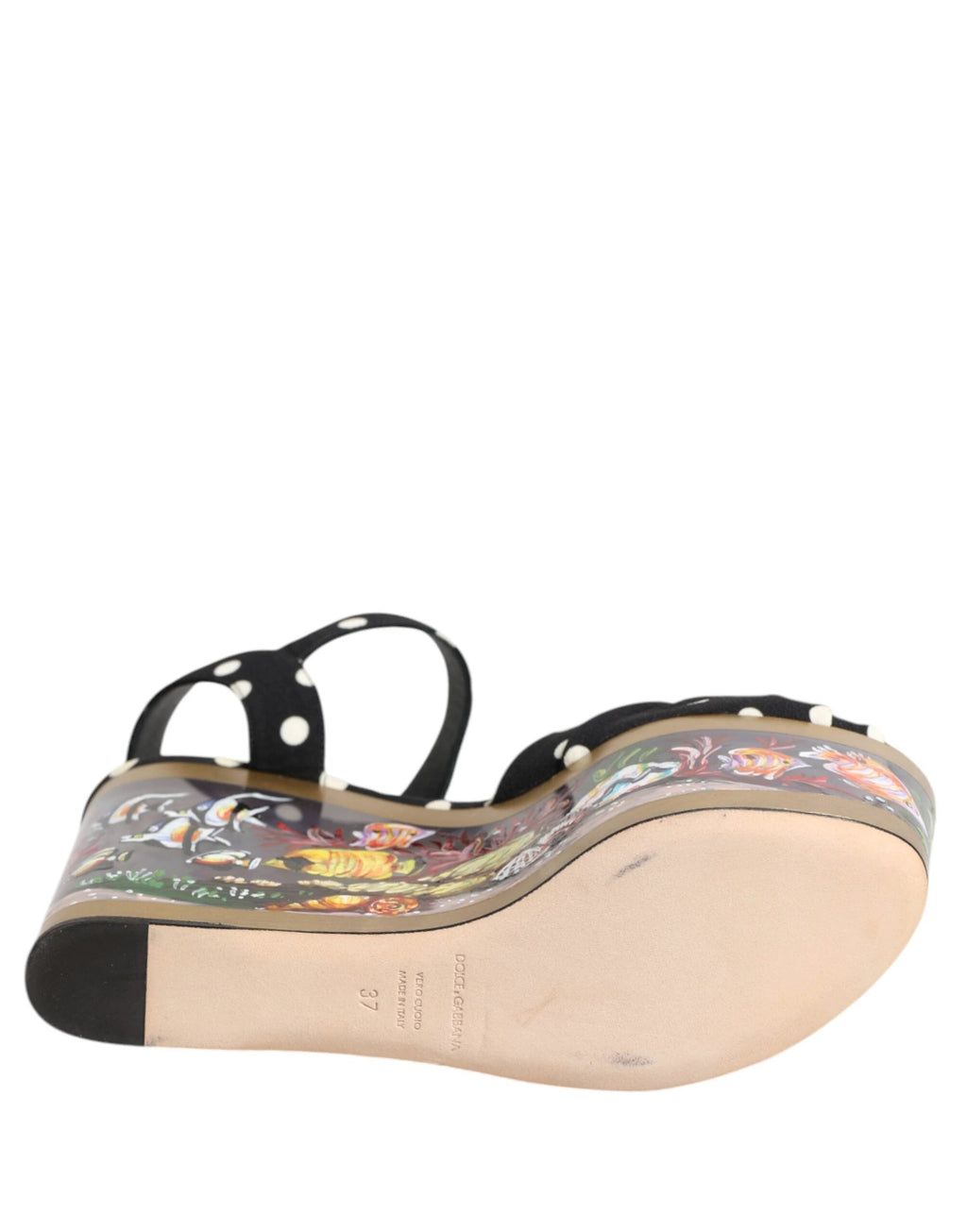 Dolce & Gabbana Multicolor Fish Polka Dot Wedge Sandals Shoes by Dolce & Gabbana