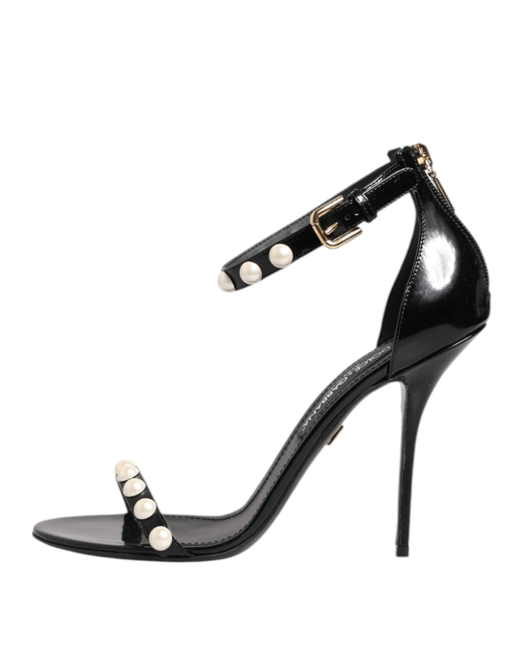 Dolce & Gabbana Black KEIRA Pearl Embellished Sandals Shoes by Dolce & Gabbana