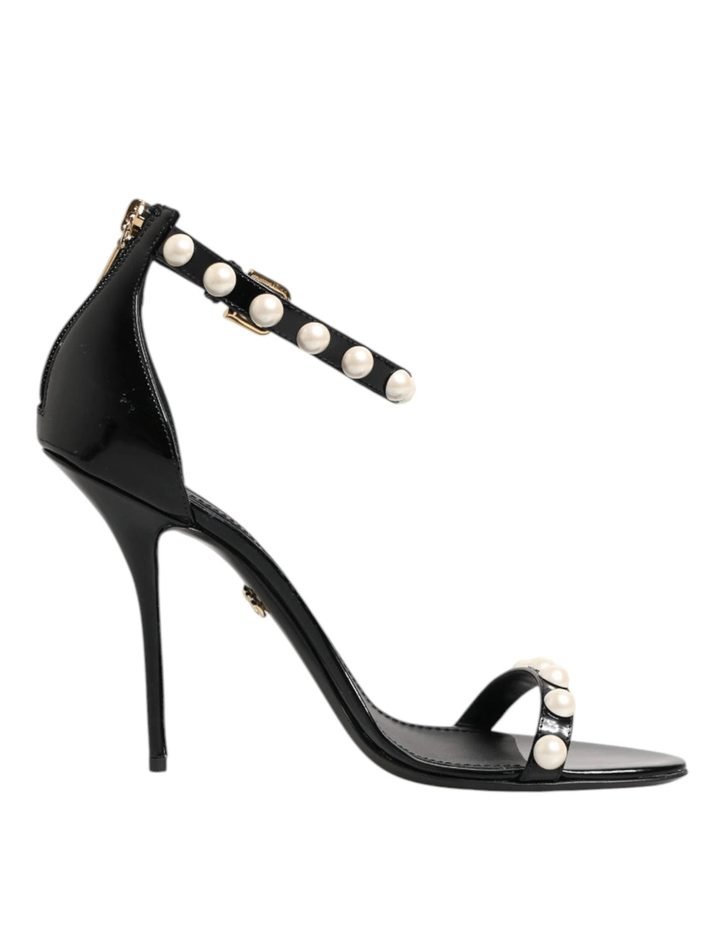 Dolce & Gabbana Black KEIRA Pearl Embellished Sandals Shoes by Dolce & Gabbana