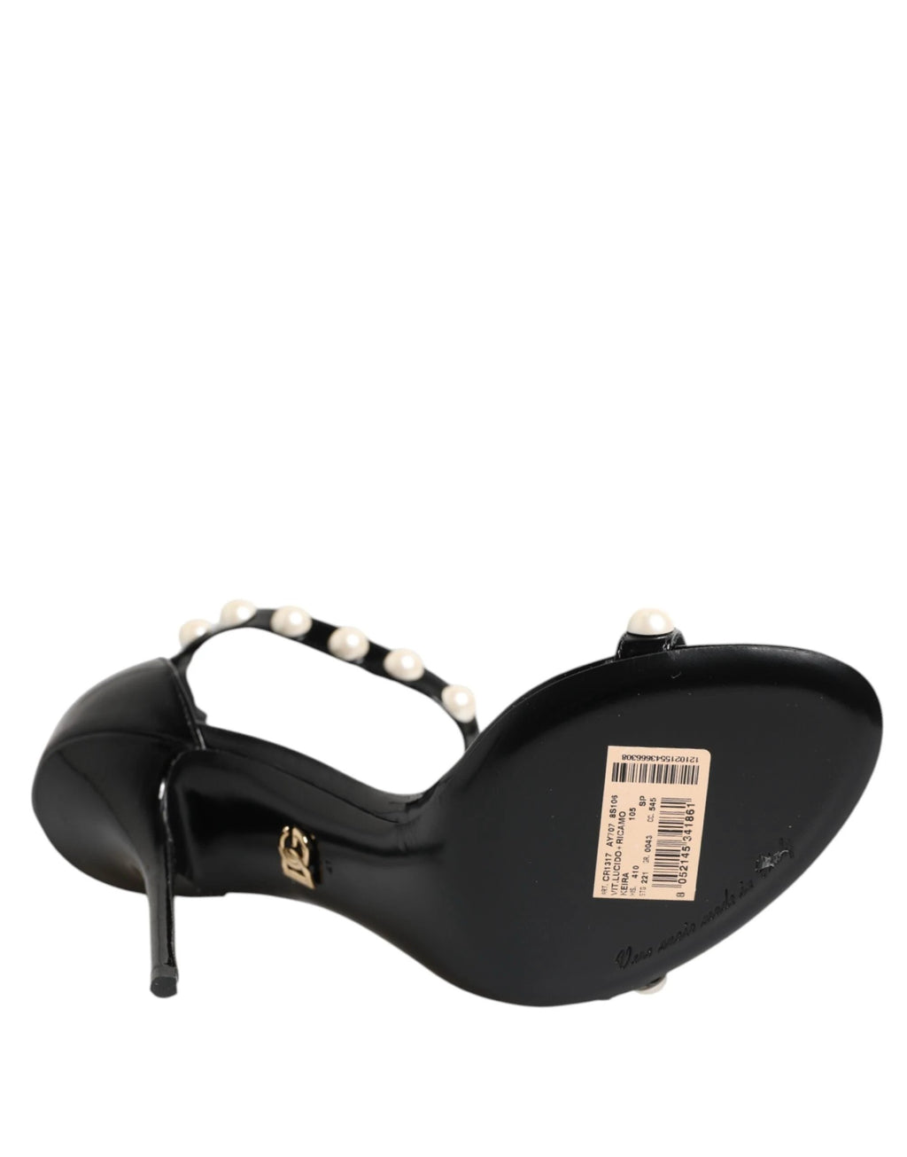 Dolce & Gabbana Black KEIRA Pearl Embellished Sandals Shoes by Dolce & Gabbana