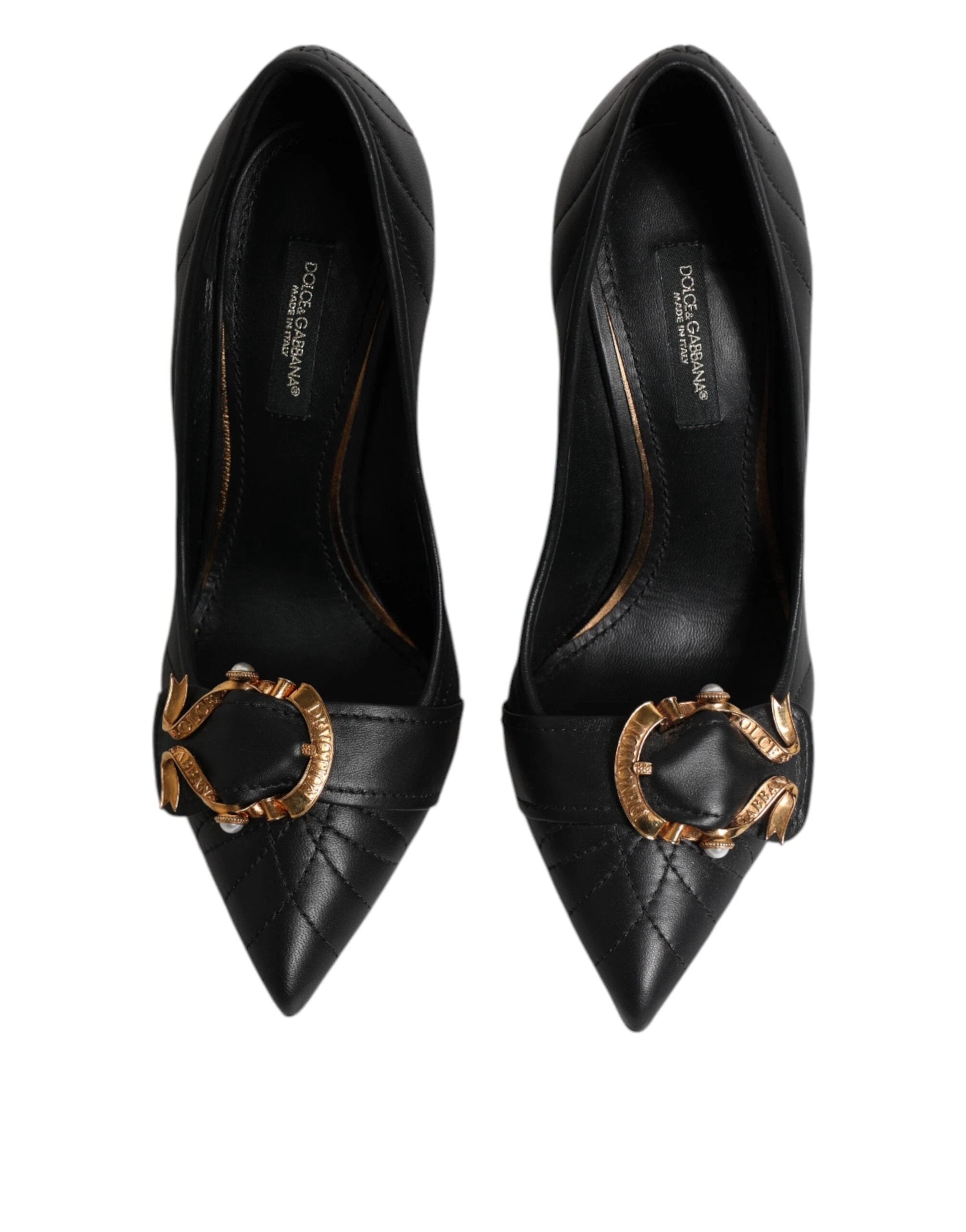 Dolce & Gabbana Black Devotion Leather Heels Pumps Shoes by Dolce & Gabbana