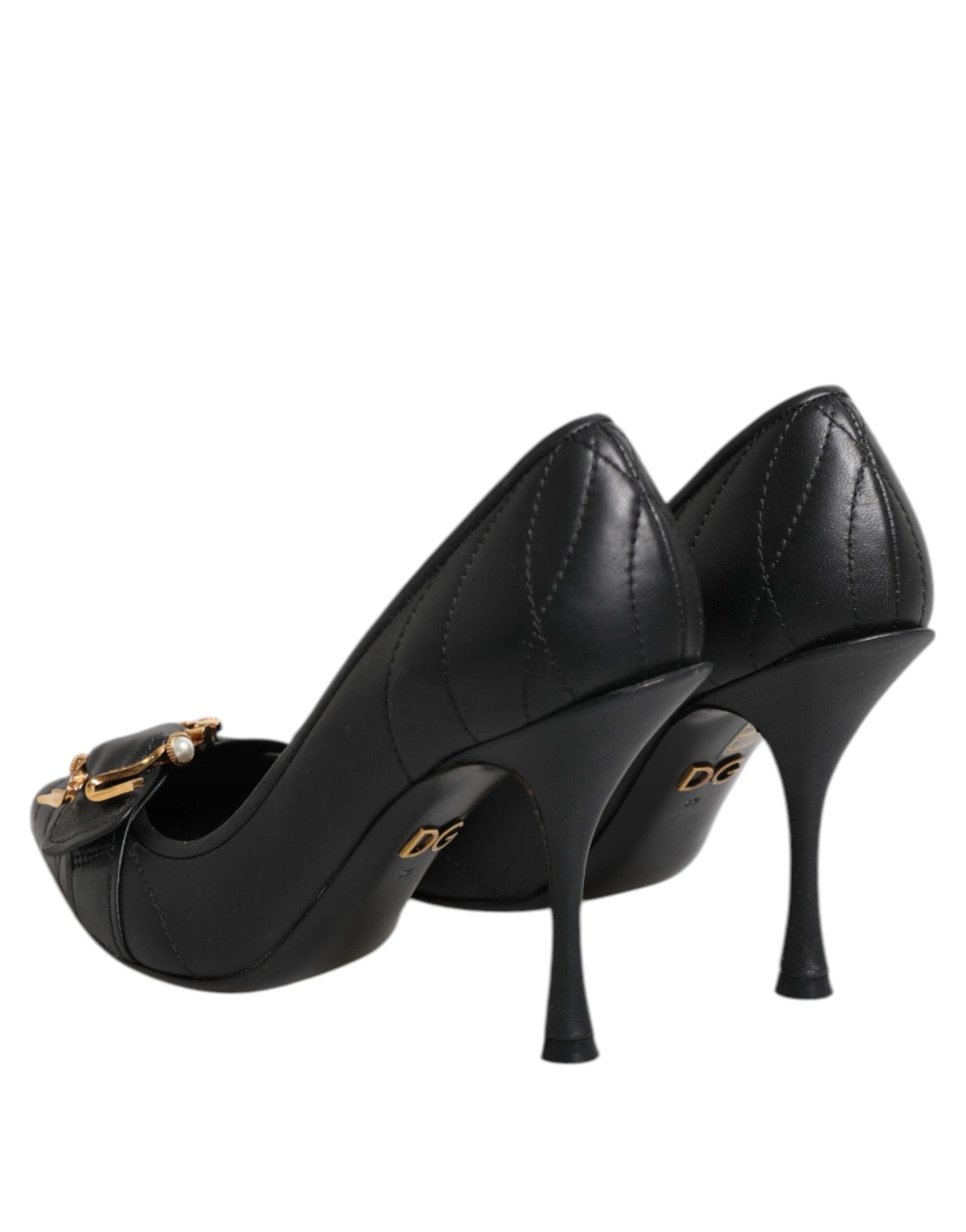 Dolce & Gabbana Black Devotion Leather Heels Pumps Shoes by Dolce & Gabbana