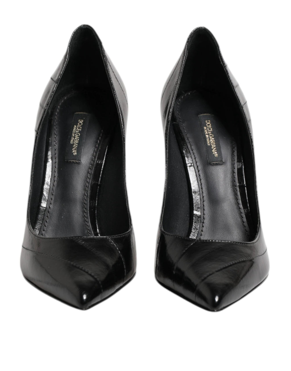 Dolce & Gabbana Black Leather Stiletto High Heels Pumps Shoes by Dolce & Gabbana