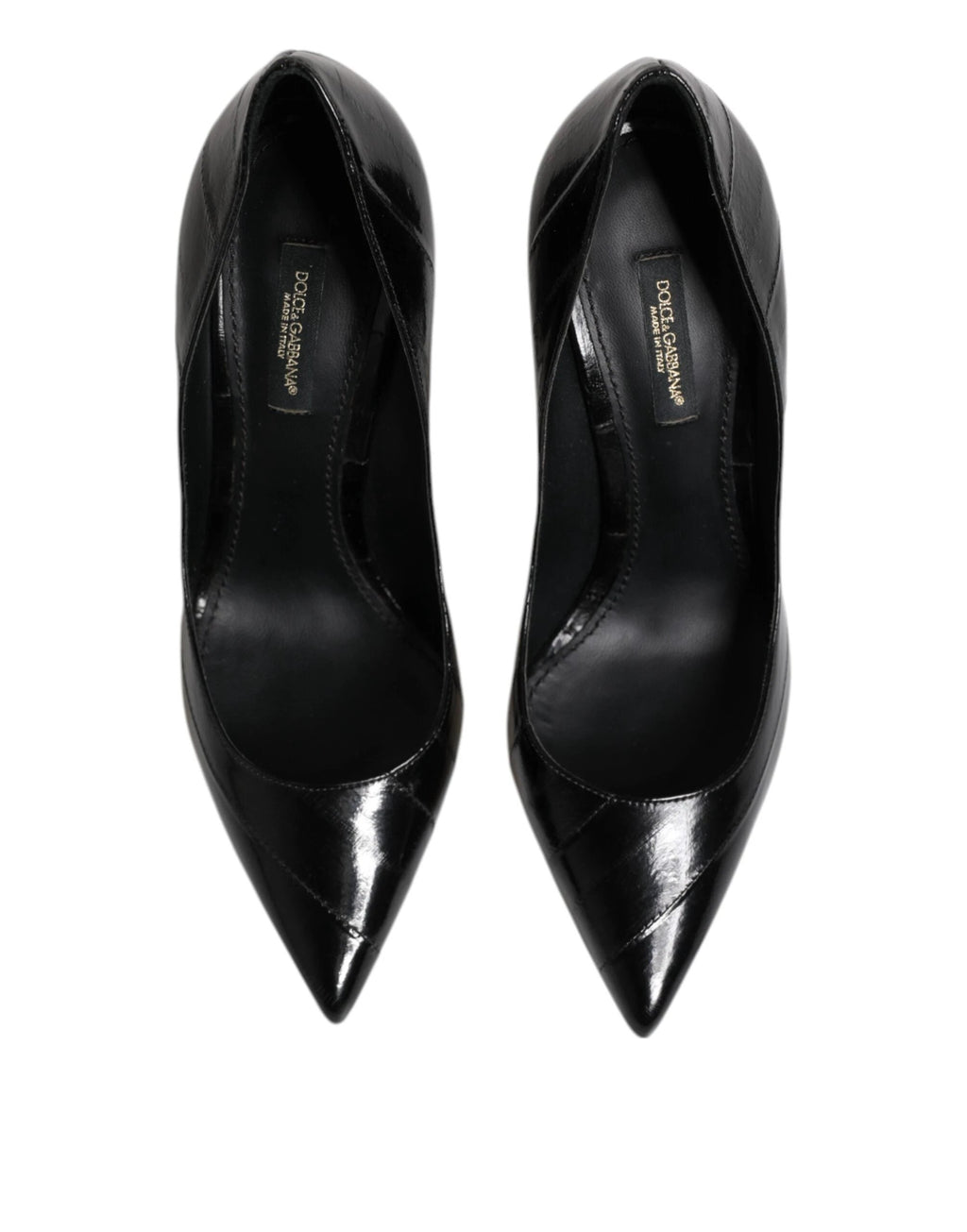 Dolce & Gabbana Black Leather Stiletto High Heels Pumps Shoes by Dolce & Gabbana