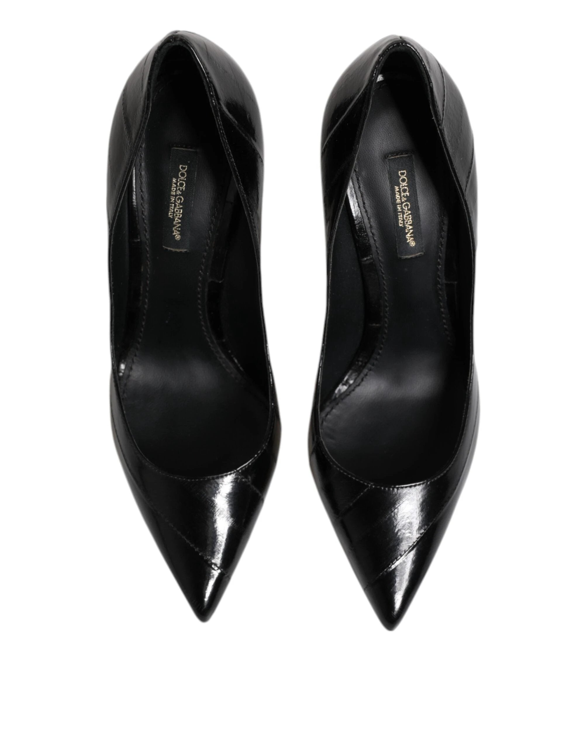 Dolce & Gabbana Black Leather Stiletto High Heels Pumps Shoes by Dolce & Gabbana