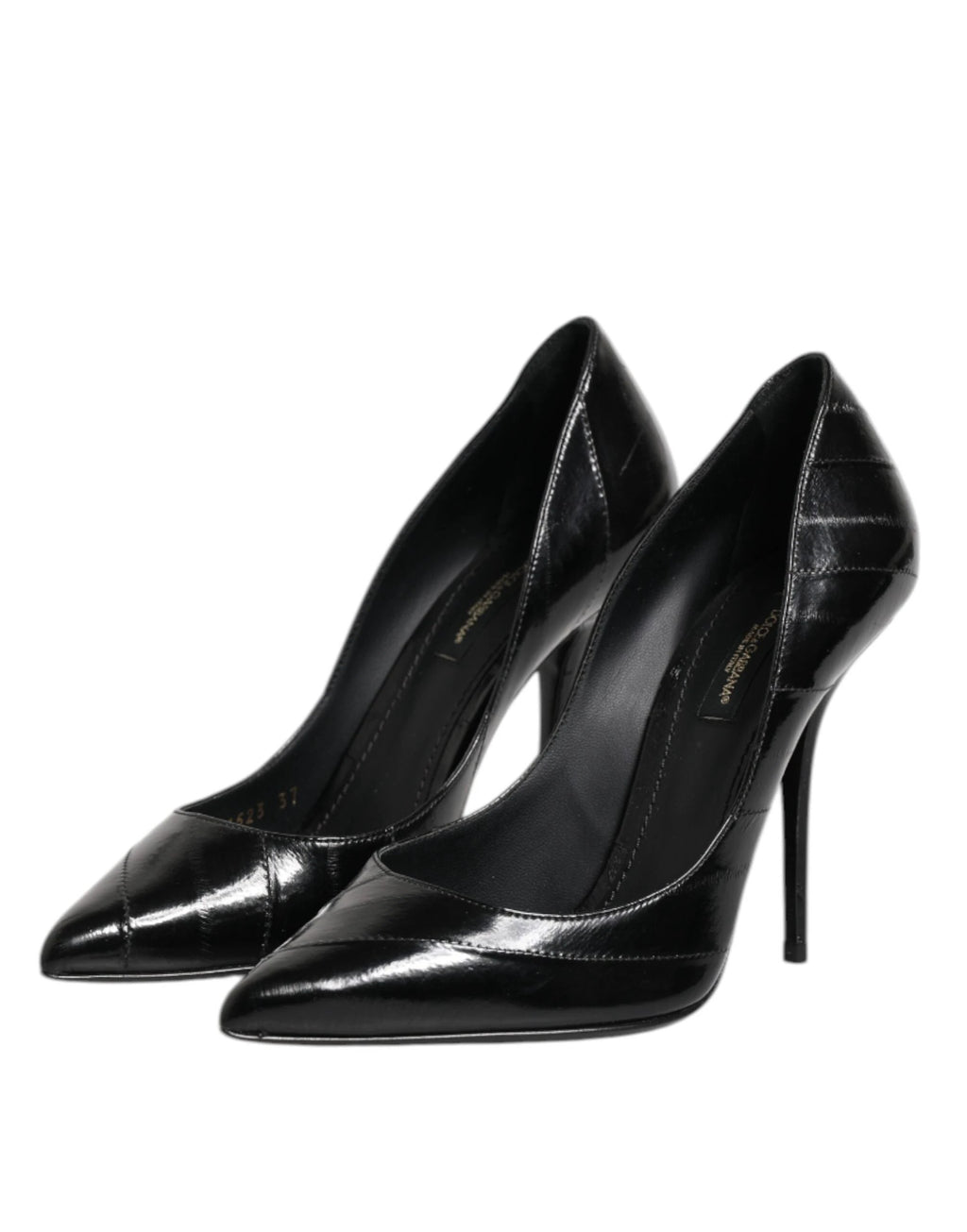Dolce & Gabbana Black Leather Stiletto High Heels Pumps Shoes by Dolce & Gabbana