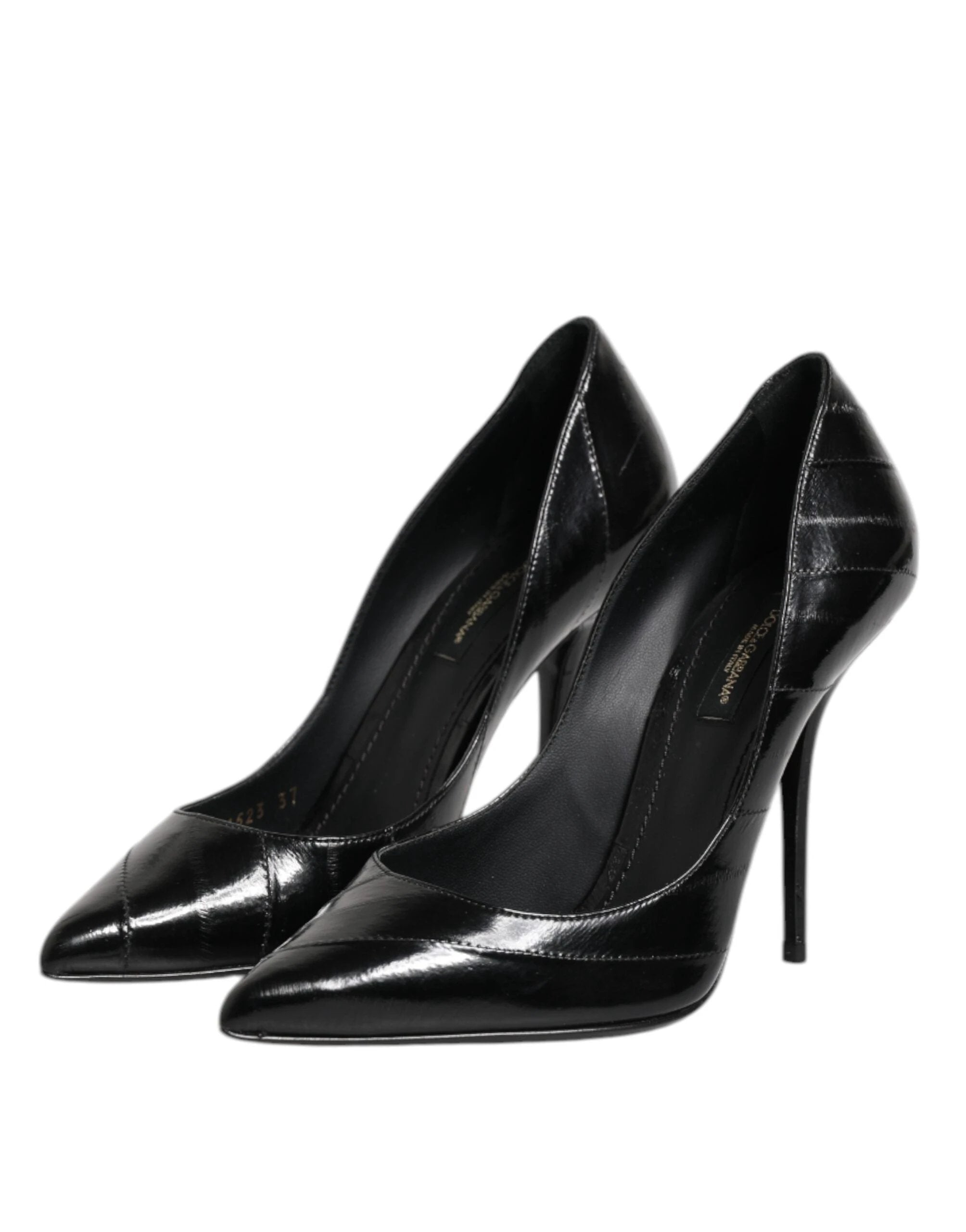 Dolce & Gabbana Black Leather Stiletto High Heels Pumps Shoes by Dolce & Gabbana