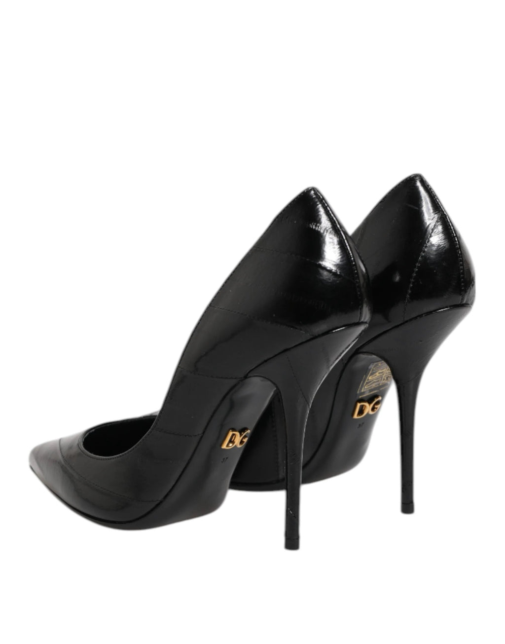 Dolce & Gabbana Black Leather Stiletto High Heels Pumps Shoes by Dolce & Gabbana