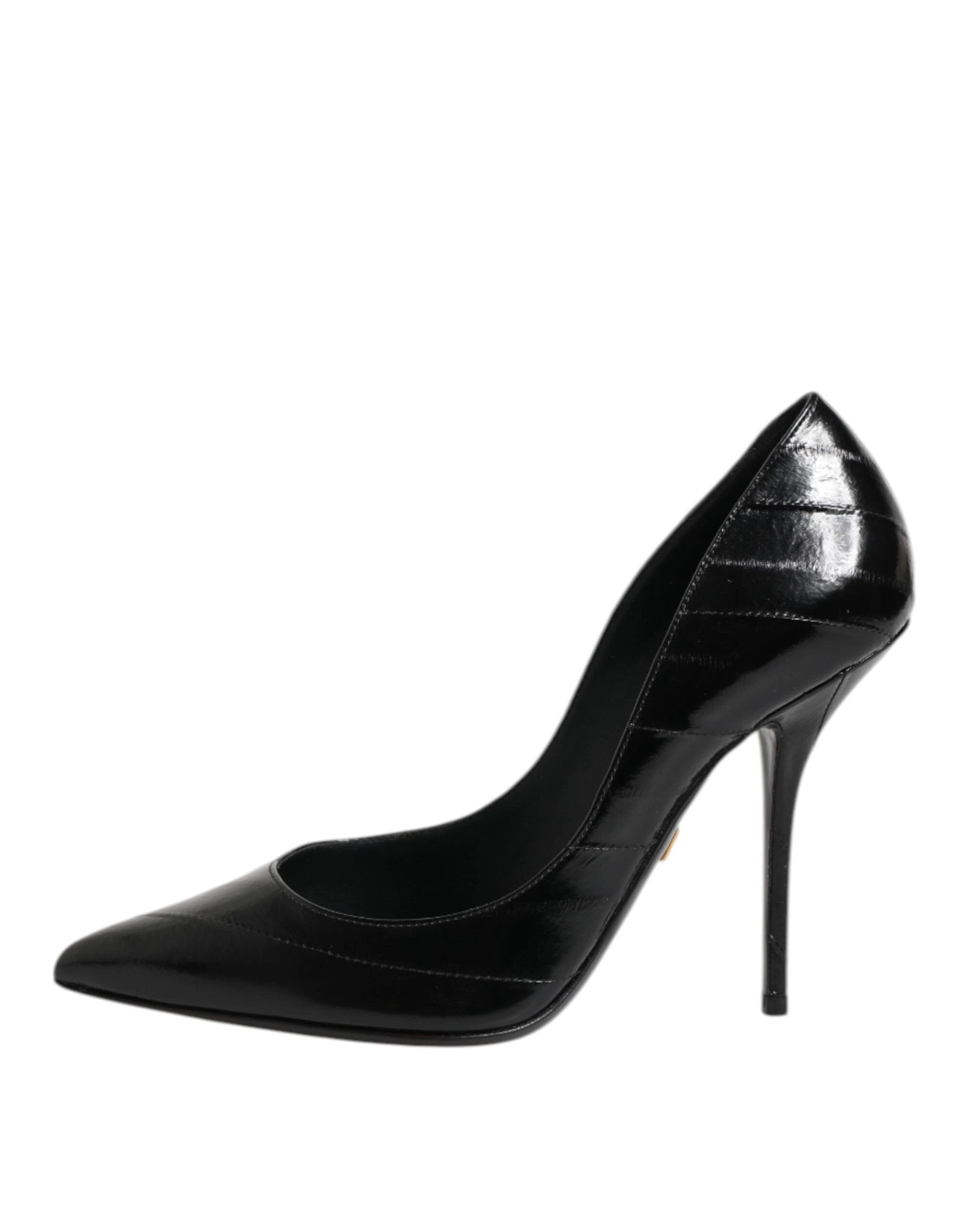 Dolce & Gabbana Black Leather Stiletto High Heels Pumps Shoes by Dolce & Gabbana