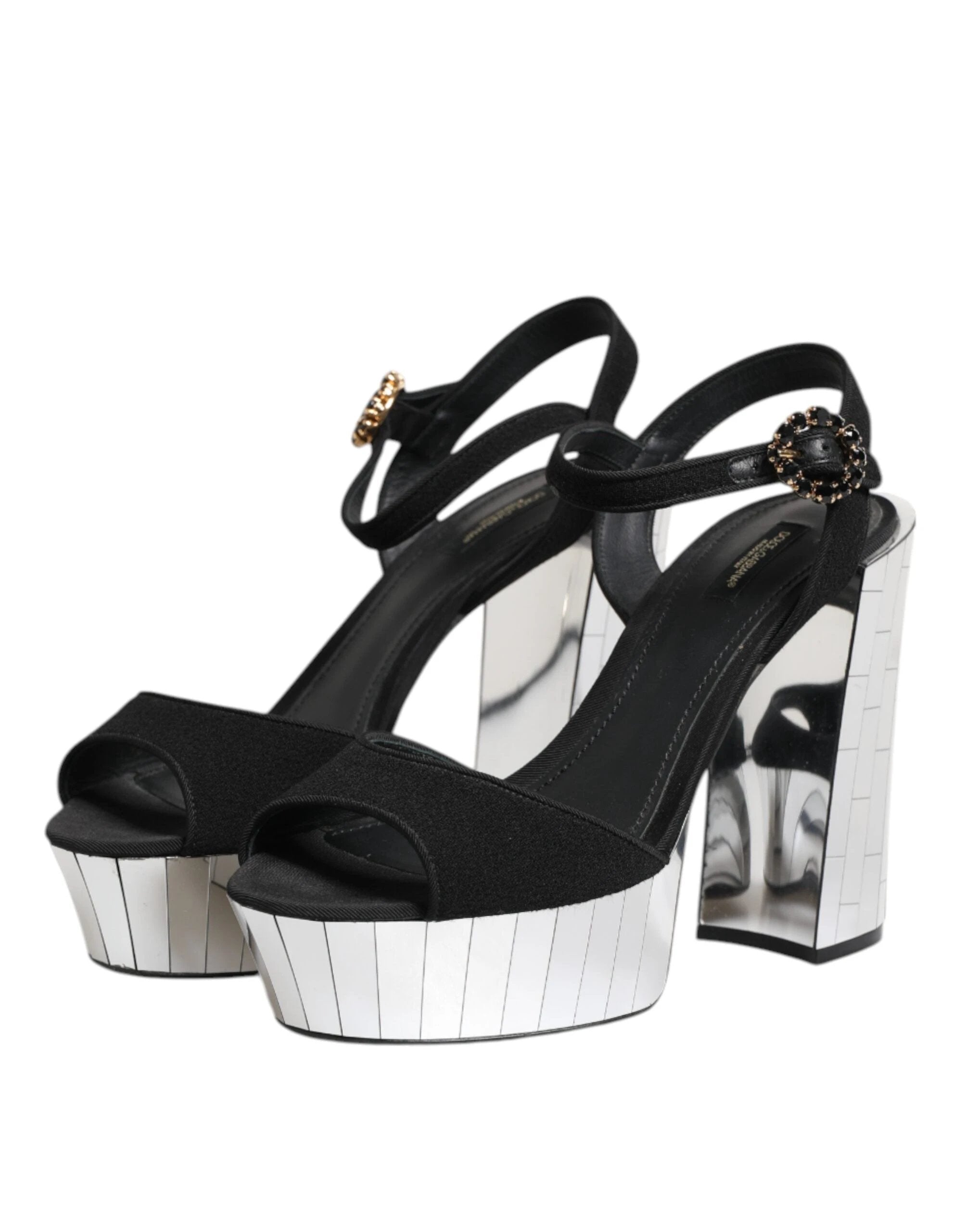 Dolce & Gabbana Black Crystal Ankle Strap Keira Sandal Shoes by Dolce & Gabbana