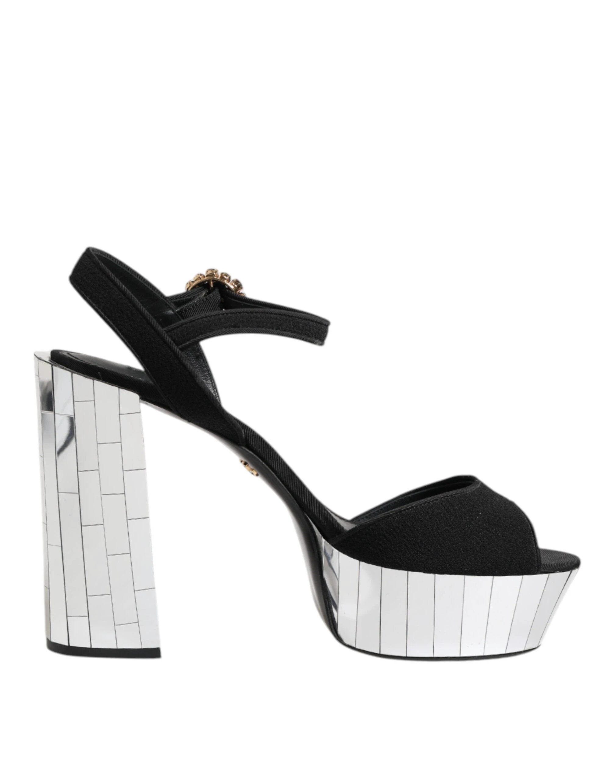 Dolce & Gabbana Black Crystal Ankle Strap Keira Sandal Shoes by Dolce & Gabbana