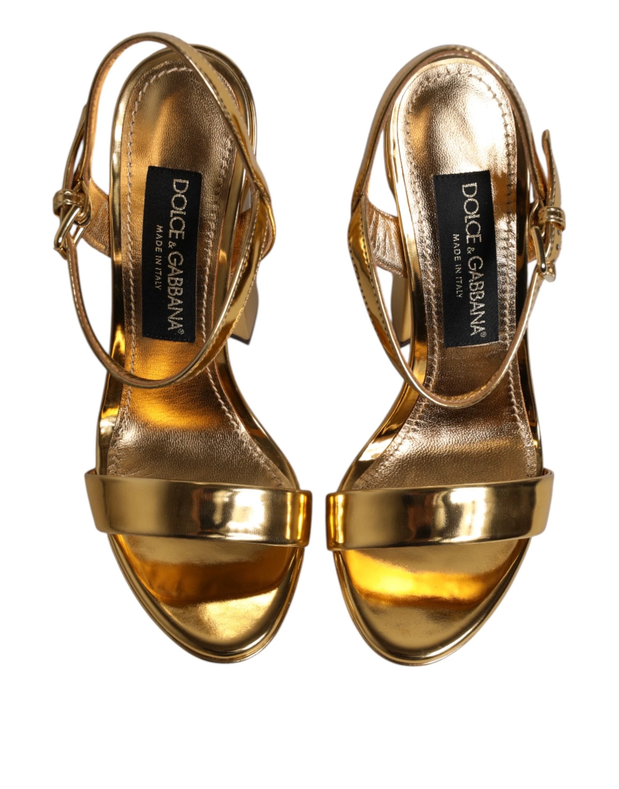 Dolce & Gabbana Gold Leather Platform Keira Sandals Shoes by Dolce & Gabbana
