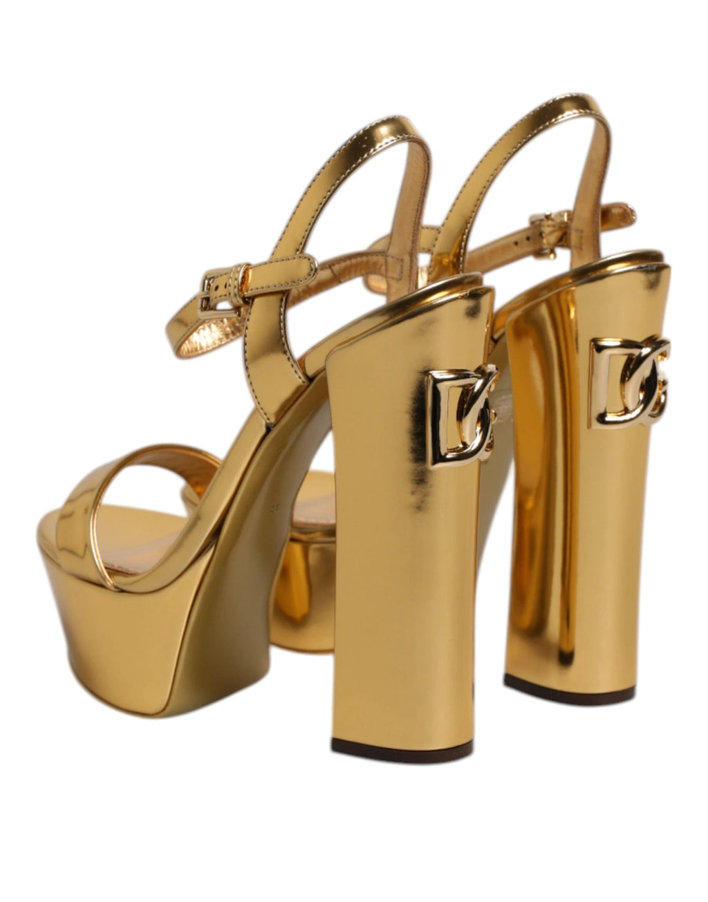 Dolce & Gabbana Gold Leather Platform Keira Sandals Shoes by Dolce & Gabbana