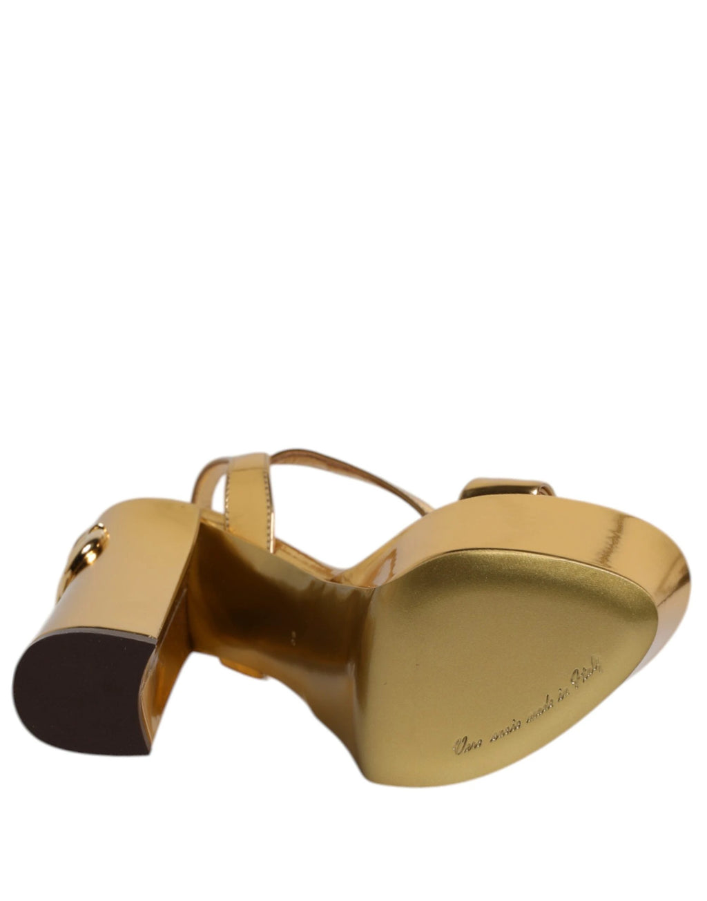 Dolce & Gabbana Gold Leather Platform Keira Sandals Shoes by Dolce & Gabbana