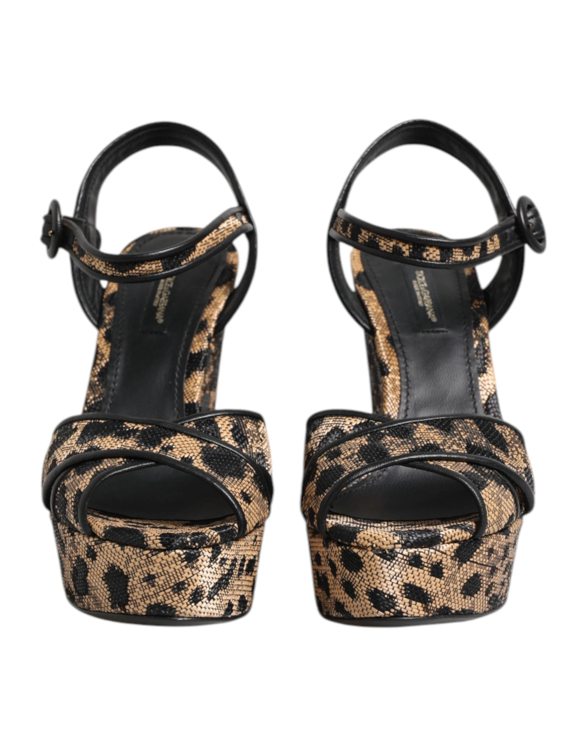 Dolce & Gabbana Brown Leopard Wedges Ankle Strap Sandals Shoes by Dolce & Gabbana