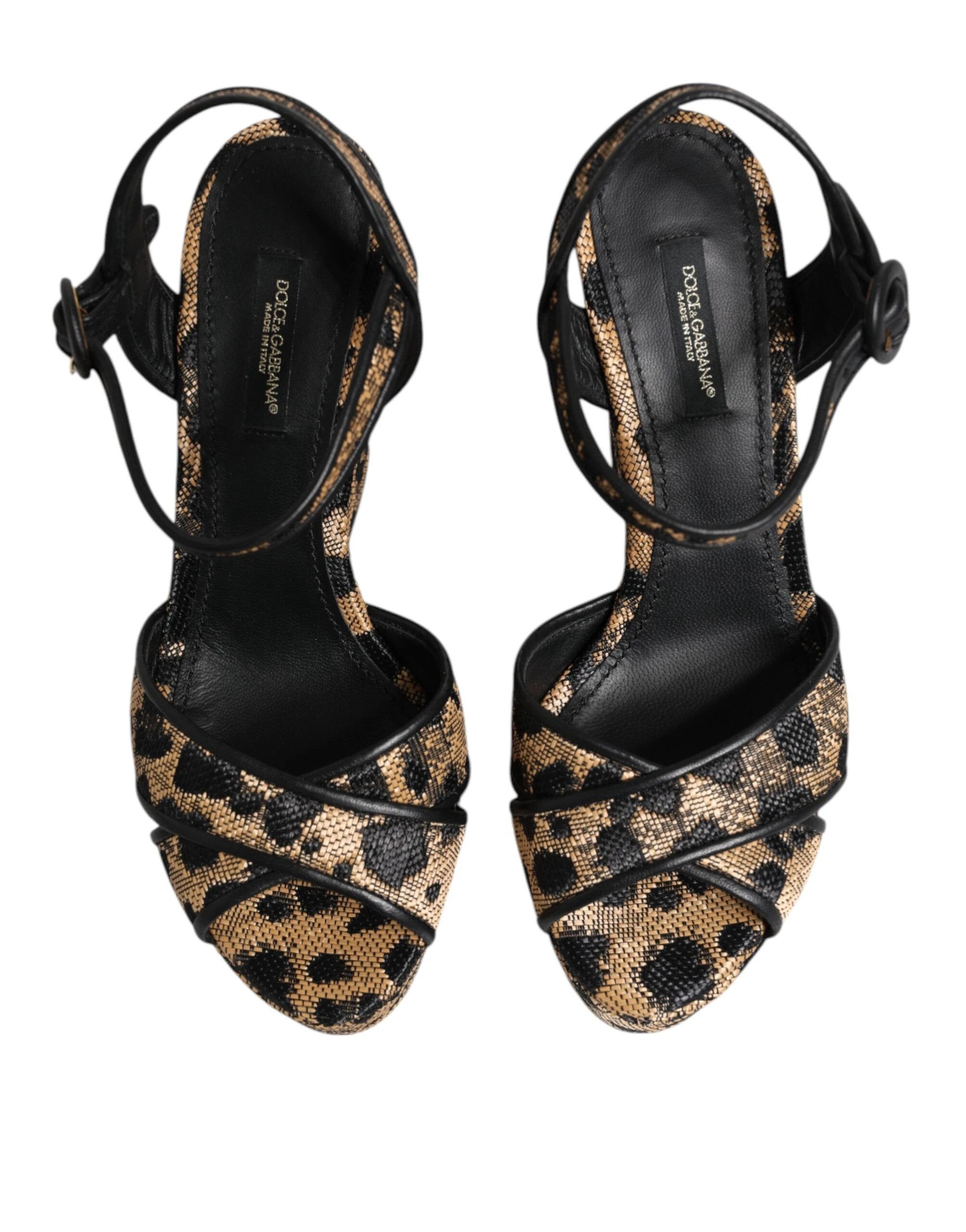 Dolce & Gabbana Brown Leopard Wedges Ankle Strap Sandals Shoes by Dolce & Gabbana