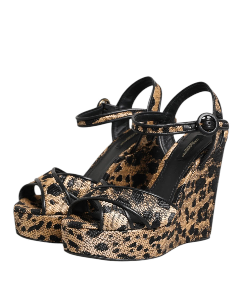 Dolce & Gabbana Brown Leopard Wedges Ankle Strap Sandals Shoes by Dolce & Gabbana